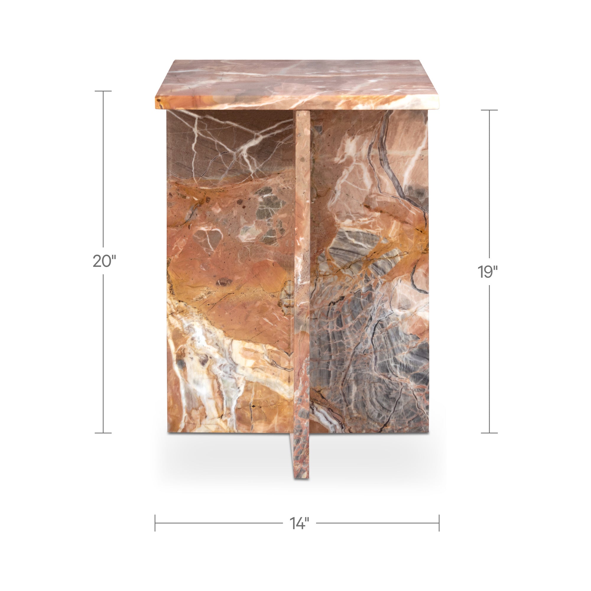 Blair Accent Table Orange Levante Marble by Moe's Home Collection - view 6