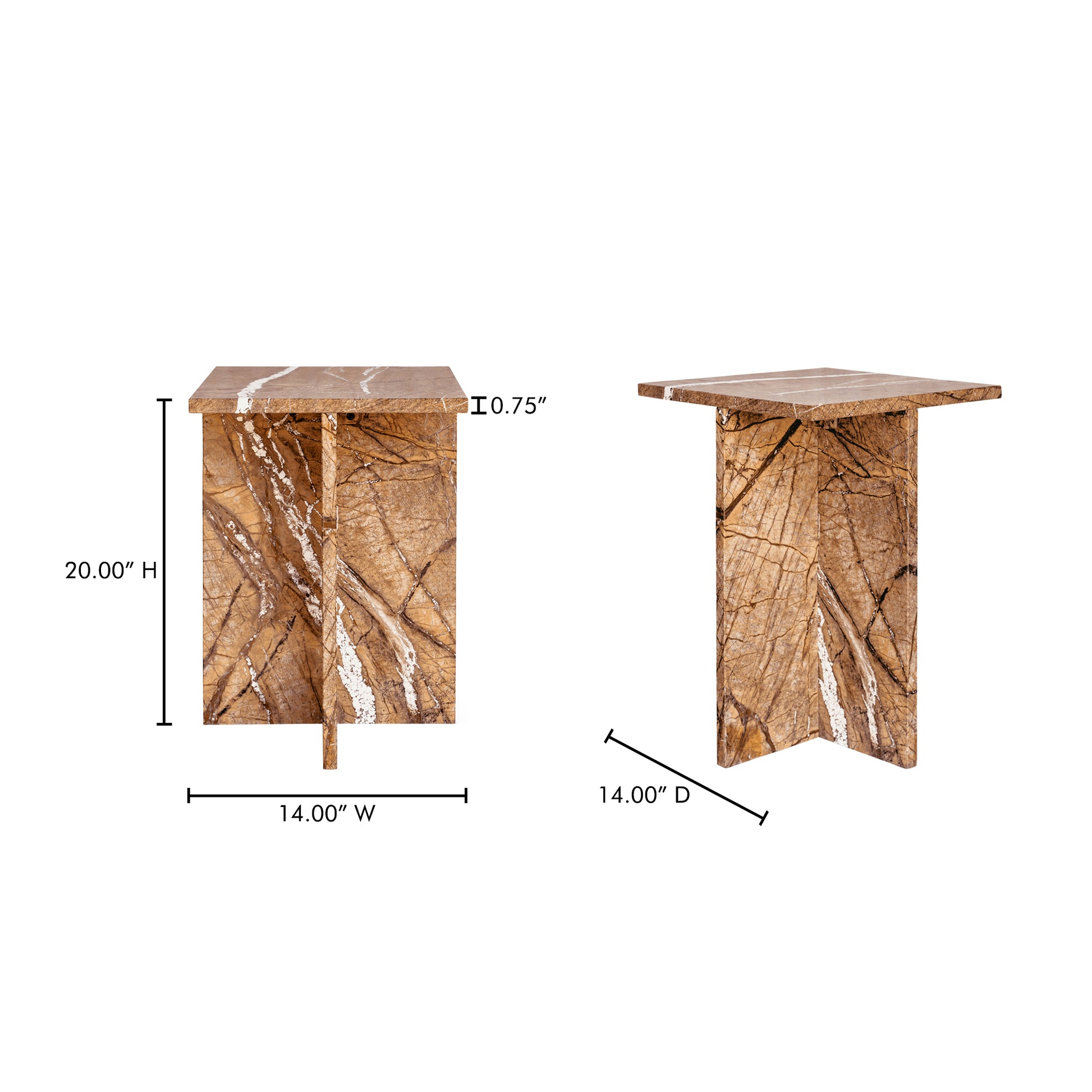 Blair Accent Table Golden Forest Marble by Moe's Home Collection - view 5