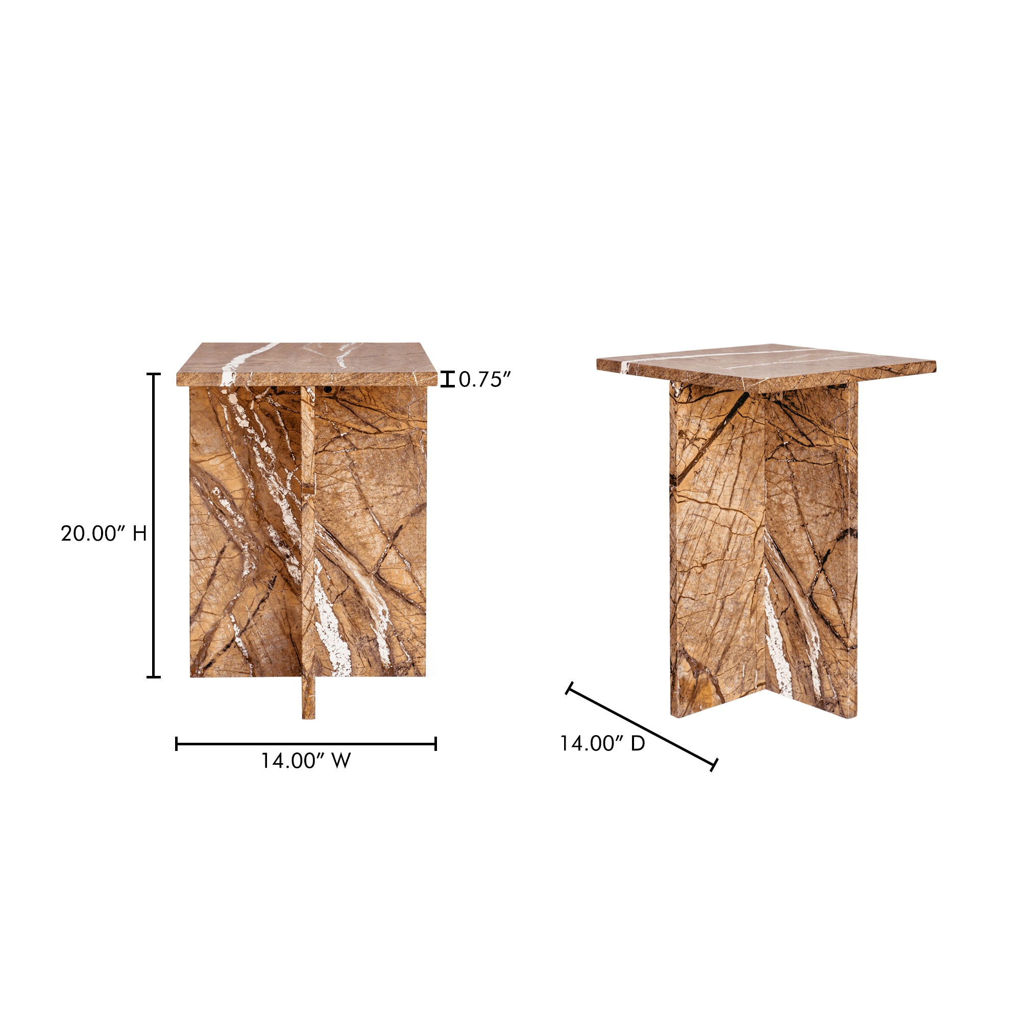 Blair Accent Table Golden Forest Marble by Moe's Home Collection - view 5
