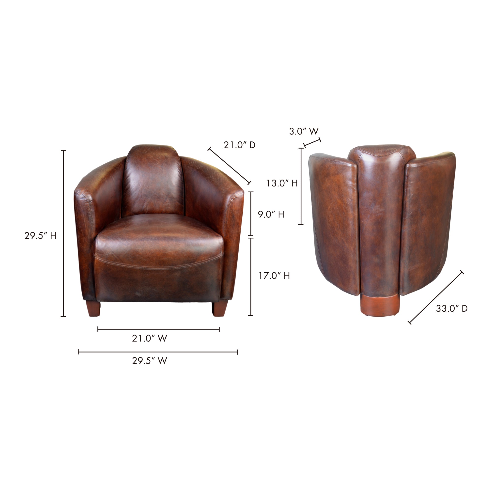 Salzburg Club Chair Dark Brown Leather by Moe's Home Collection - view 5