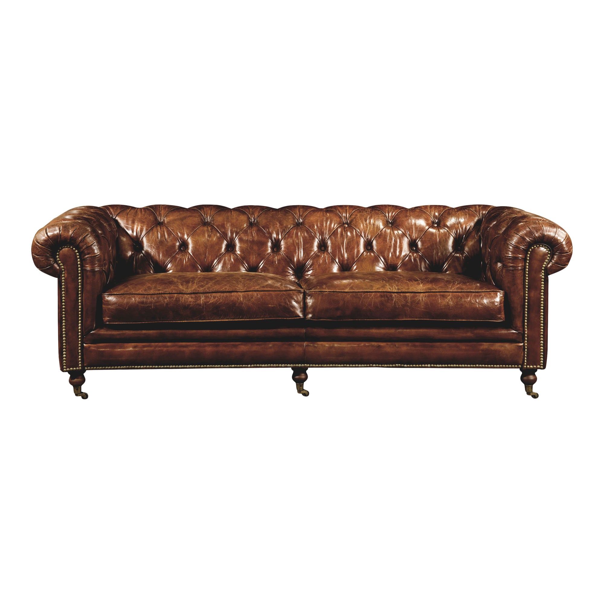 Birmingham Sofa Dark Brown Leather by Moe's Home Collection