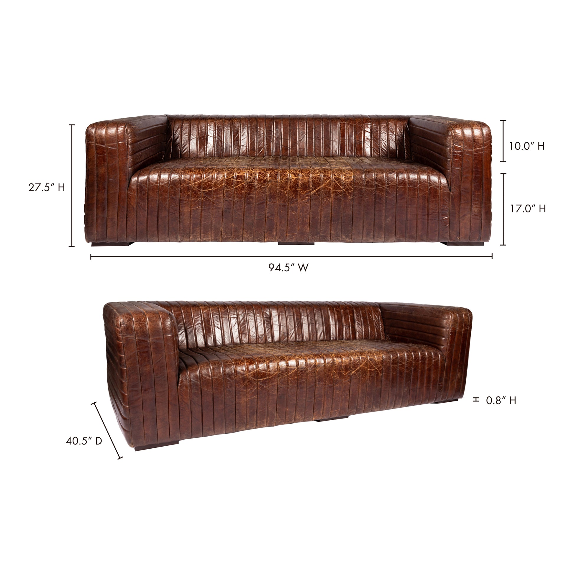 Castle Sofa Dark Brown by Moe's Home Collection - view 9