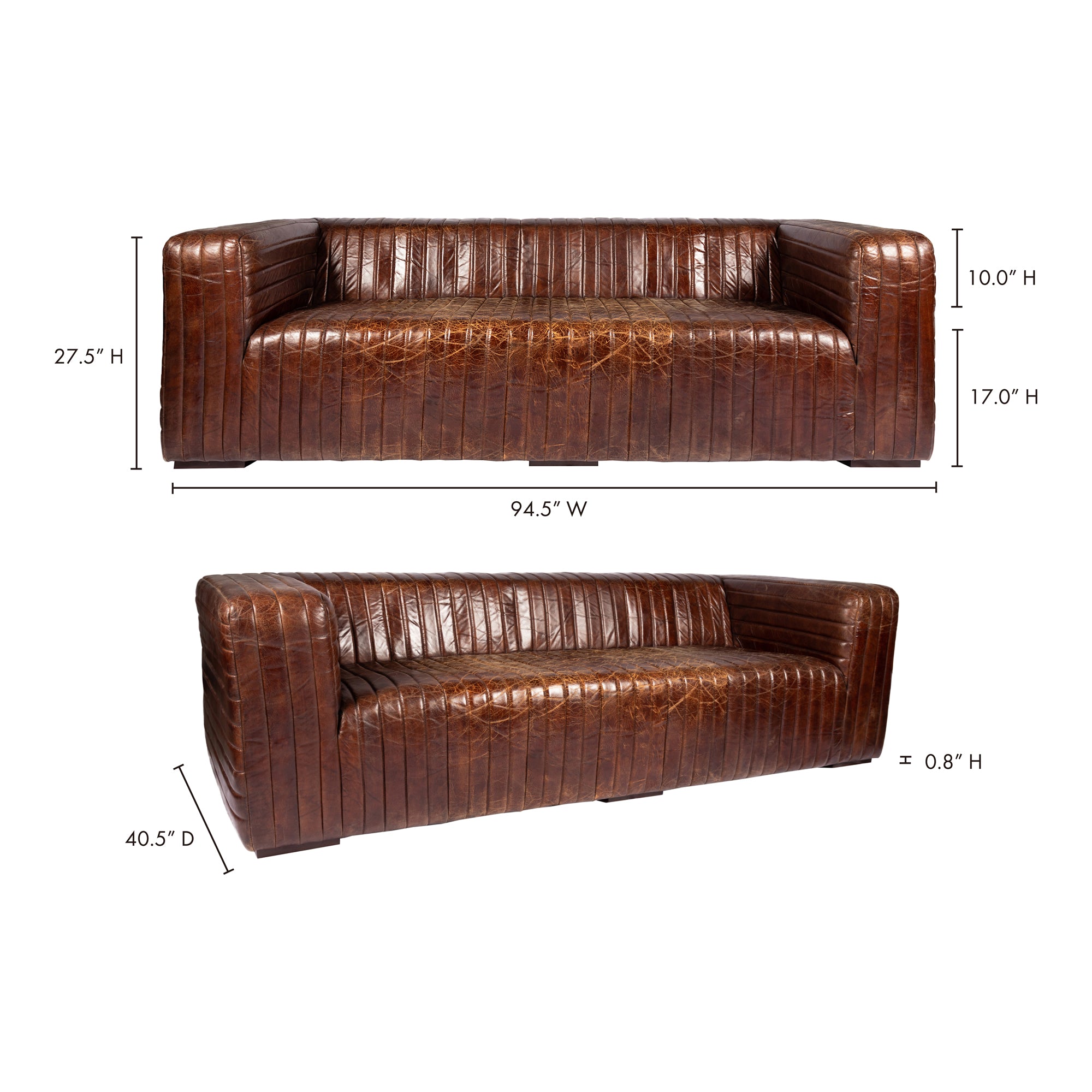 Castle Sofa Dark Brown by Moe's Home Collection - view 9