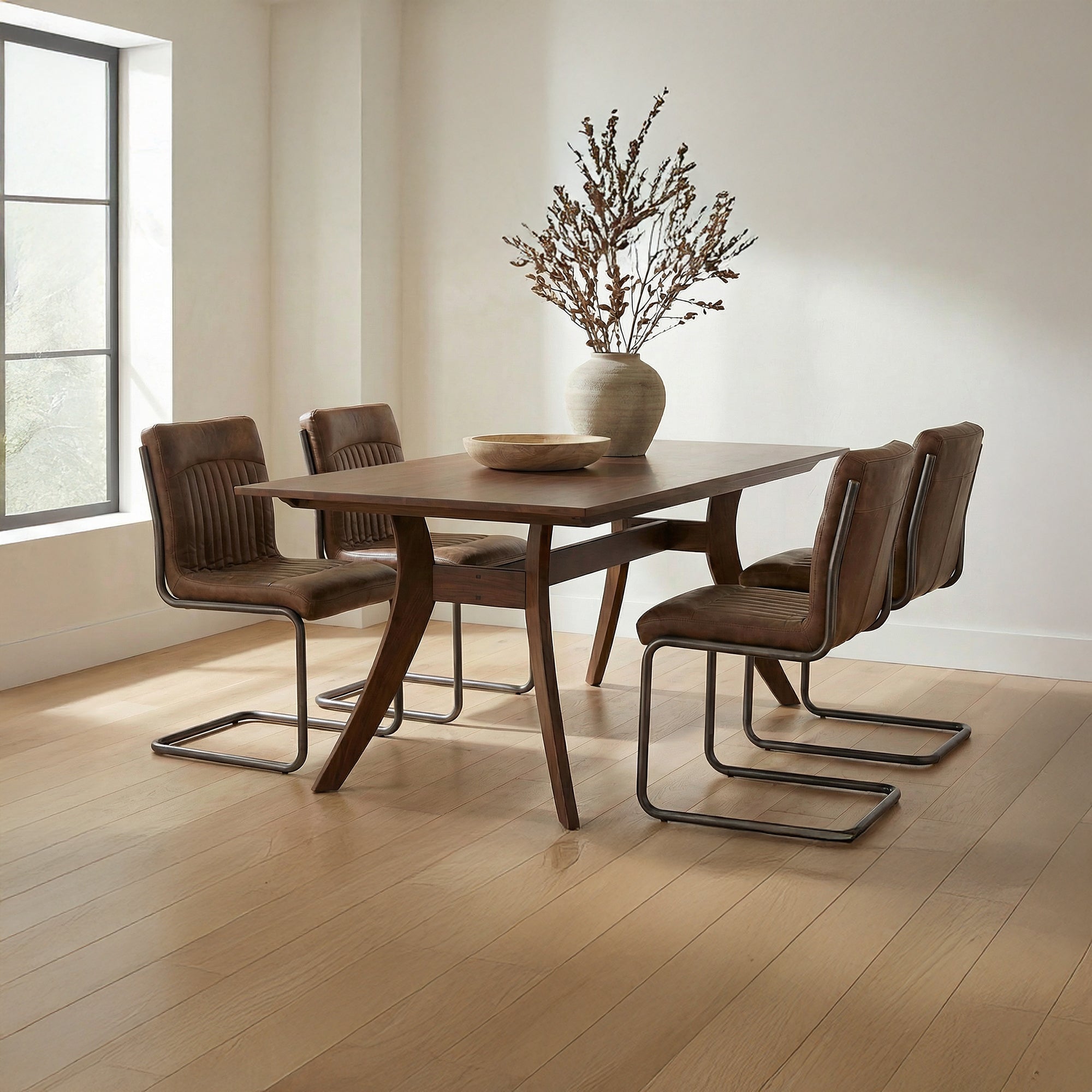 Ansel Dining Chair Grazed Brown Leather - Set Of Two by Moe's Home Collection - view 6