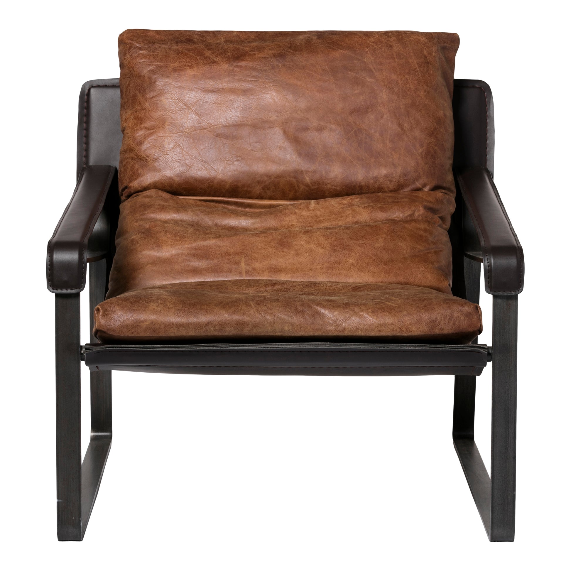 Connor Club Chair Open Road Brown Leather by Moe's Home Collection