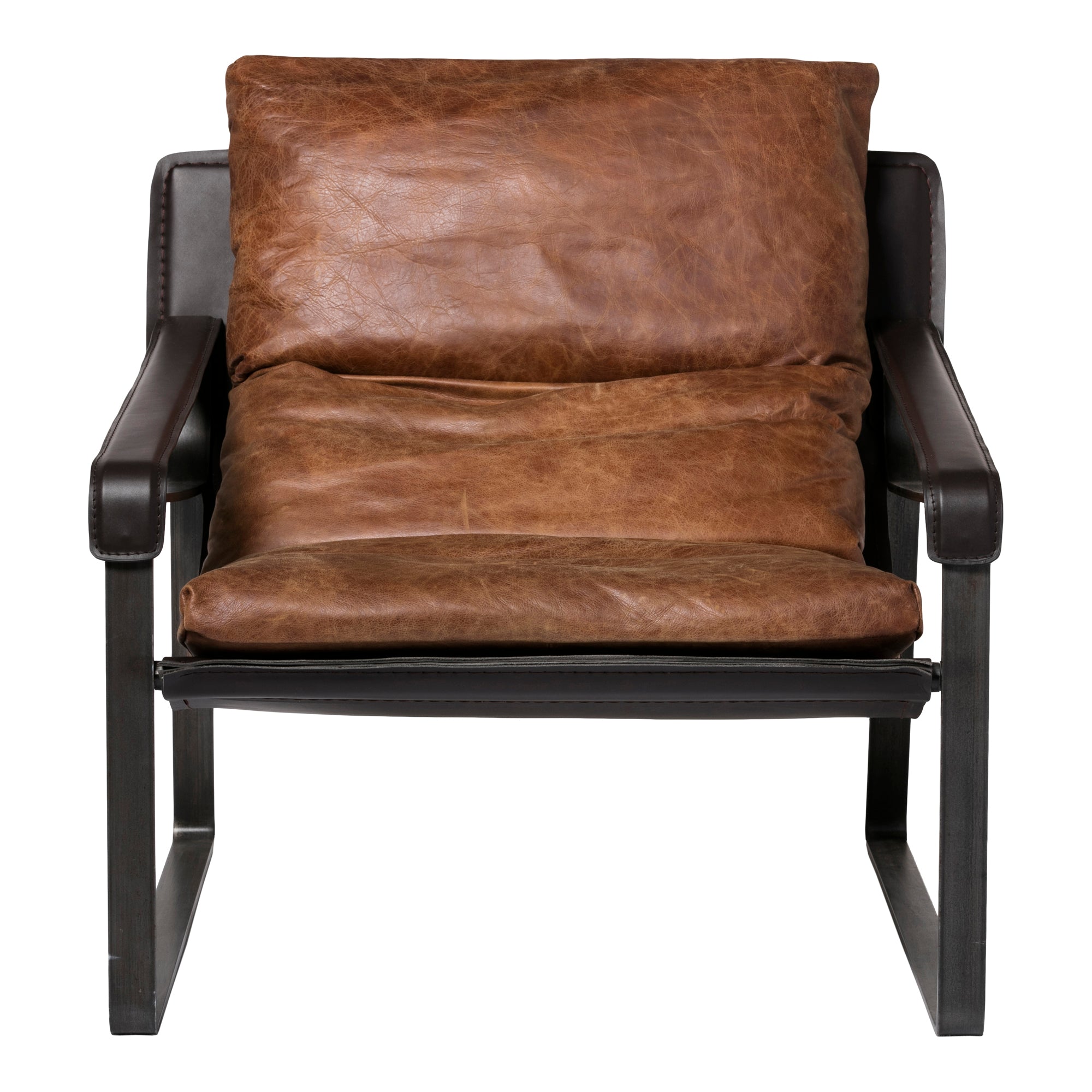 Connor Club Chair Open Road Brown Leather by Moe's Home Collection