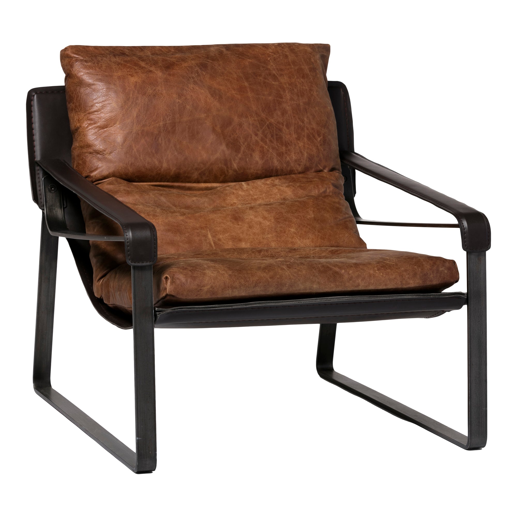 Connor Club Chair Open Road Brown Leather by Moe's Home Collection - view 2