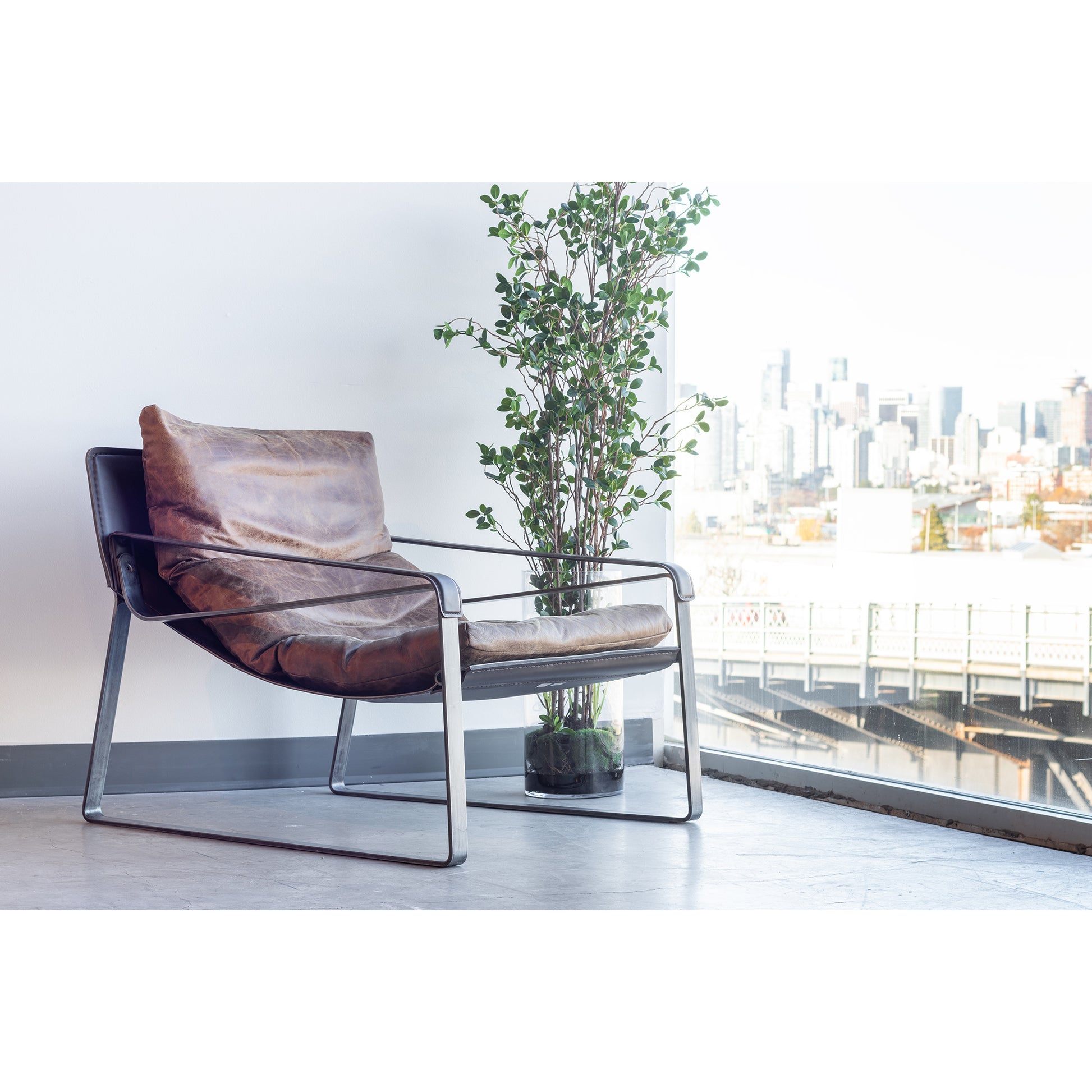 Connor Club Chair Open Road Brown Leather by Moe's Home Collection - view 8