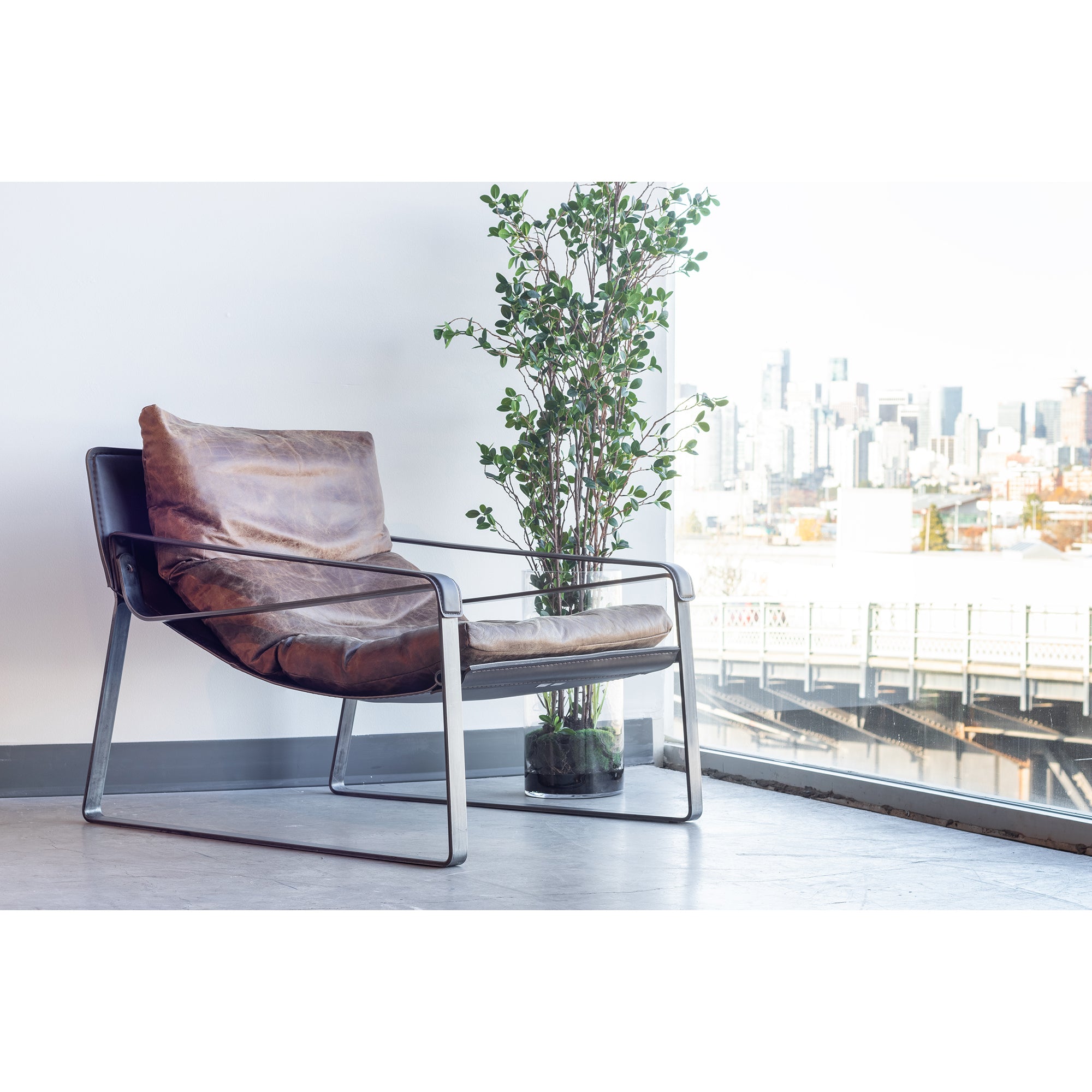 Connor Club Chair Open Road Brown Leather by Moe's Home Collection - view 8
