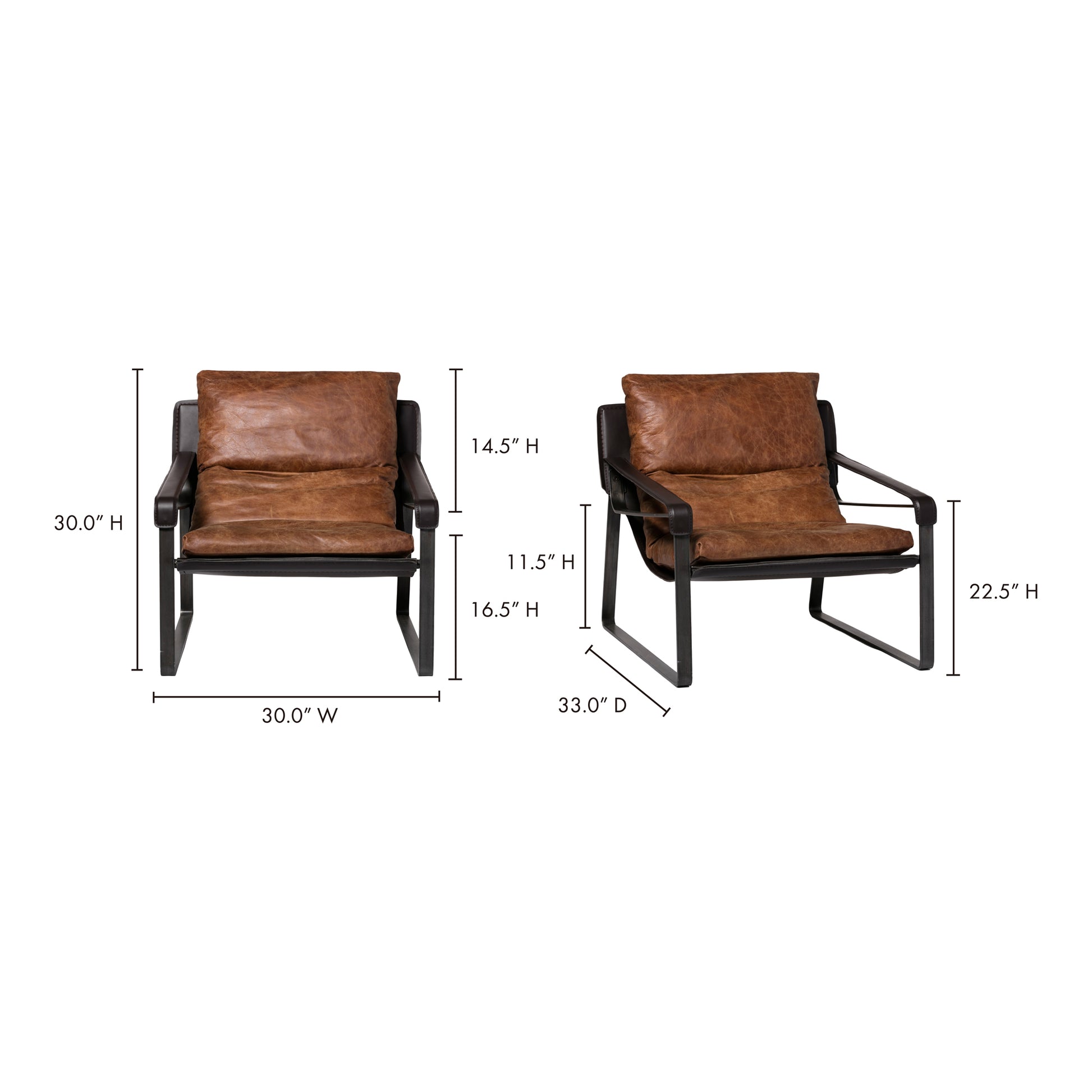 Connor Club Chair Open Road Brown Leather by Moe's Home Collection - view 11