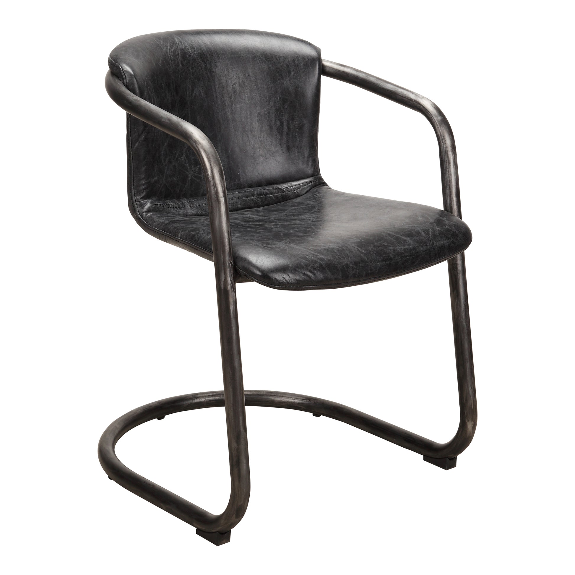 Freeman Dining Chair Onyx Black Leather - Set Of Two by Moe's Home Collection - view 4