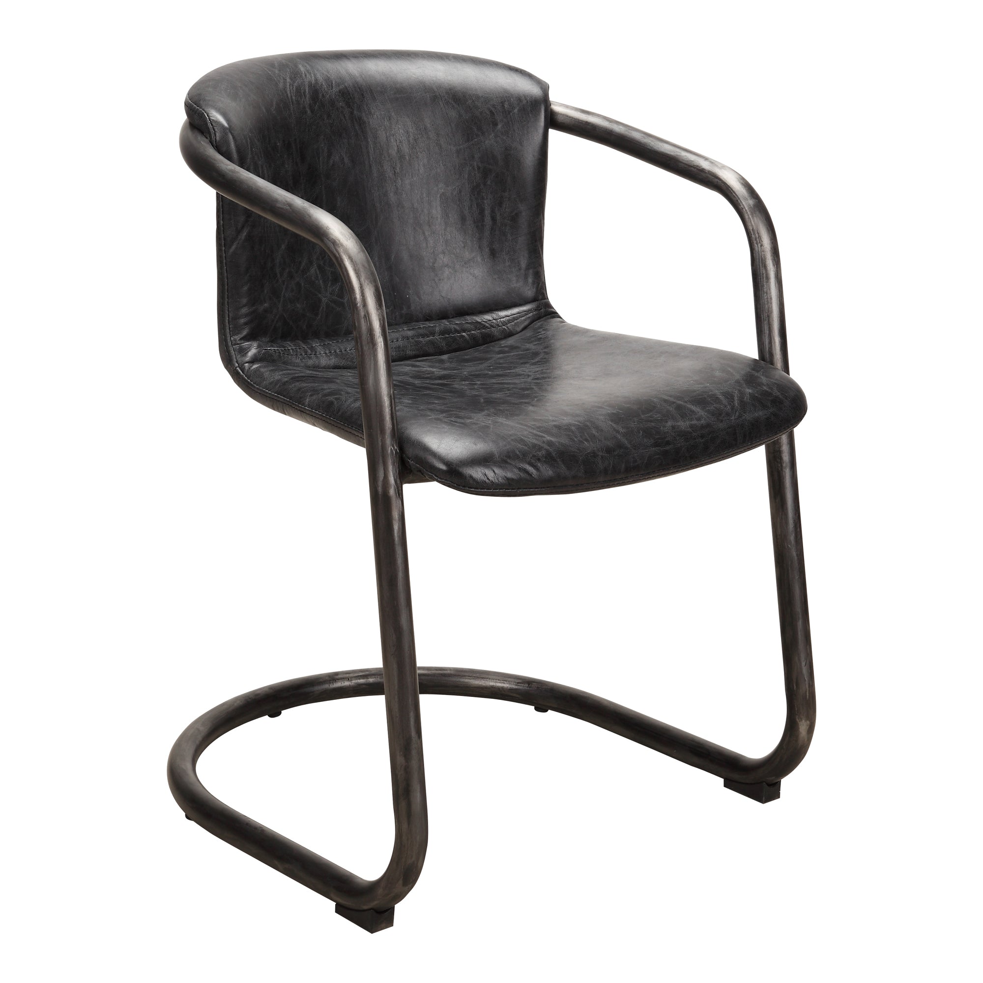 Freeman Dining Chair Onyx Black Leather - Set Of Two by Moe's Home Collection - view 4