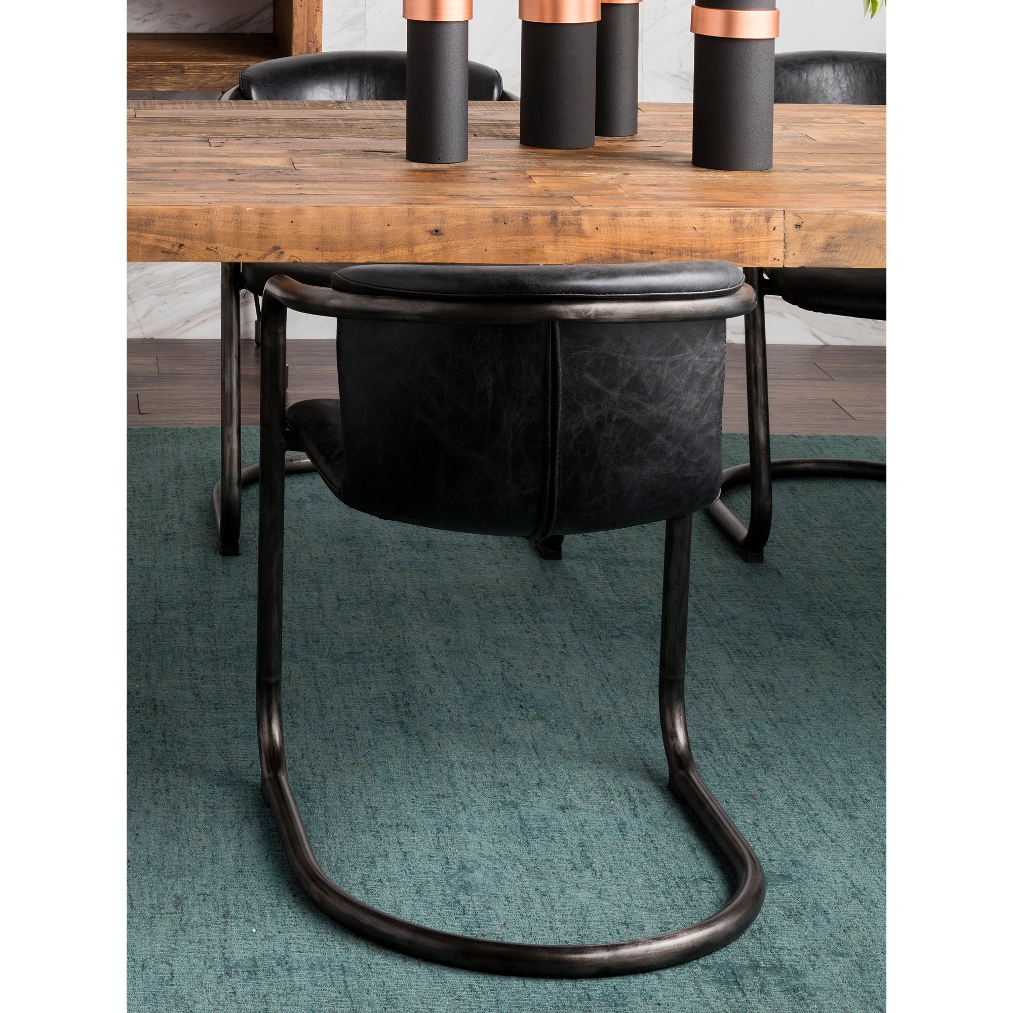 Freeman Dining Chair Onyx Black Leather - Set Of Two by Moe's Home Collection - view 8