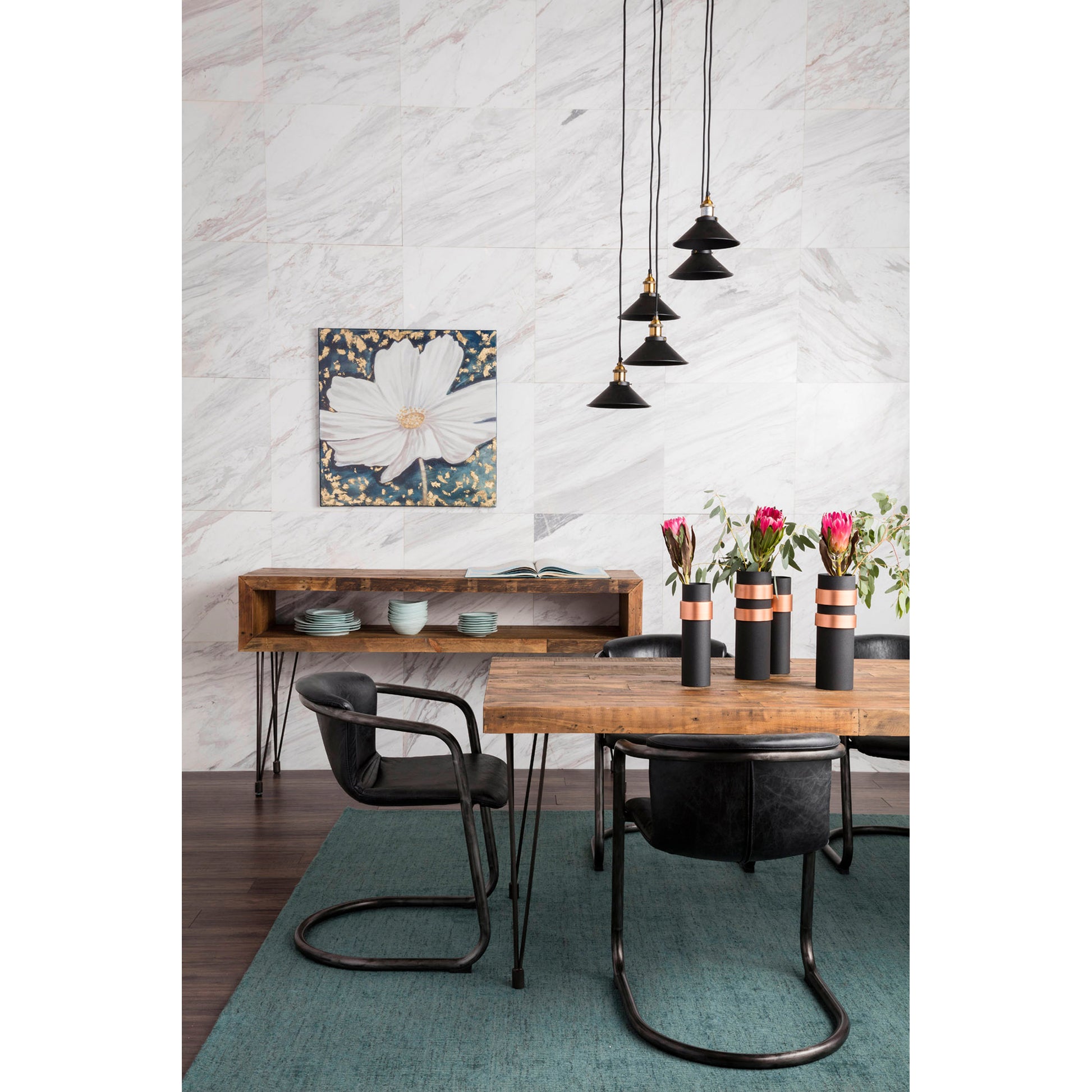 Freeman Dining Chair Onyx Black Leather - Set Of Two by Moe's Home Collection - view 9