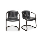 Freeman Dining Chair Onyx Black Leather - Set Of Two by Moe's Home Collection