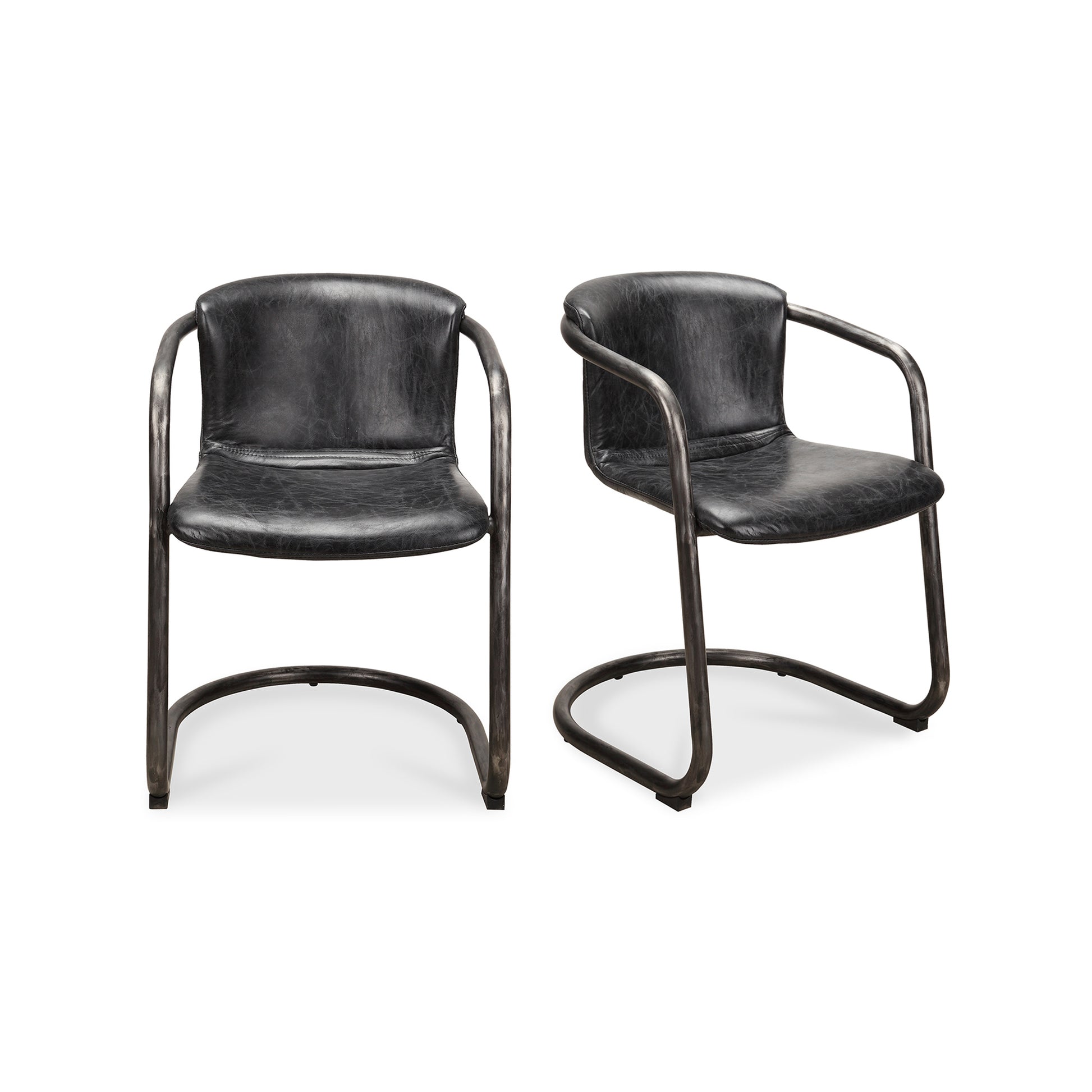 Freeman Dining Chair Onyx Black Leather - Set Of Two by Moe's Home Collection