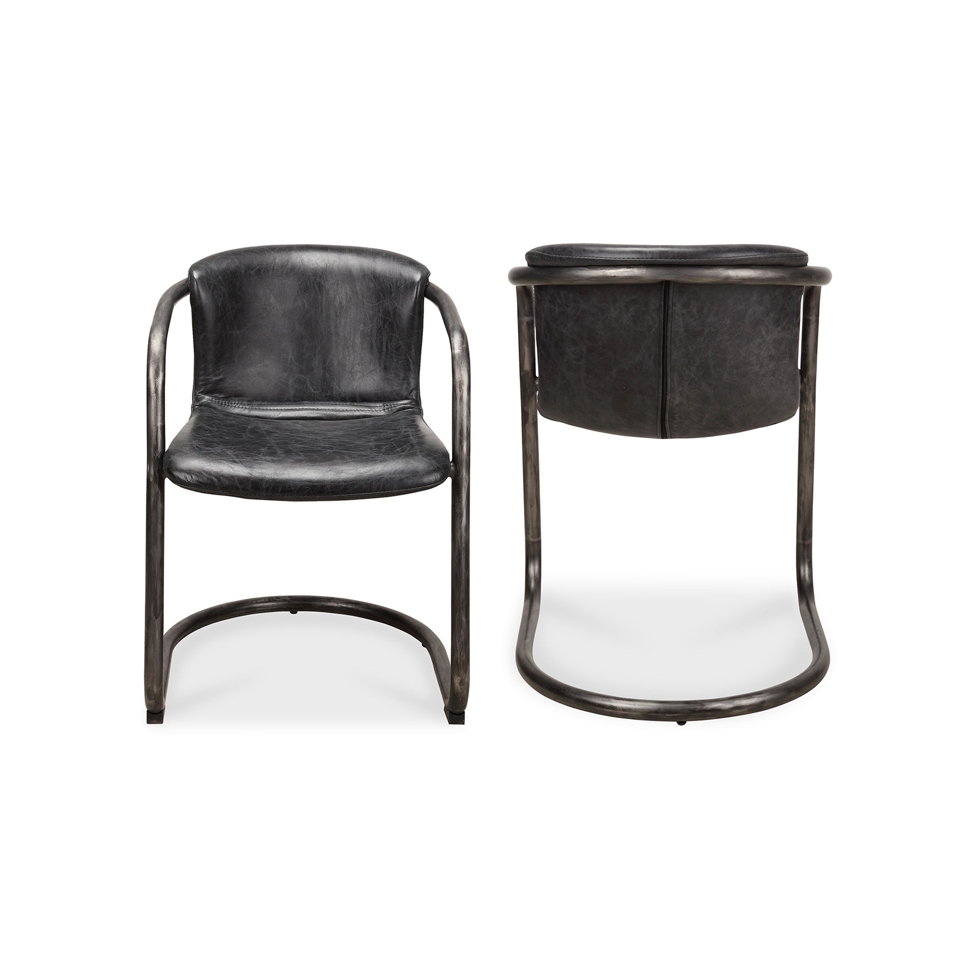 Freeman Dining Chair Onyx Black Leather - Set Of Two by Moe's Home Collection - view 2
