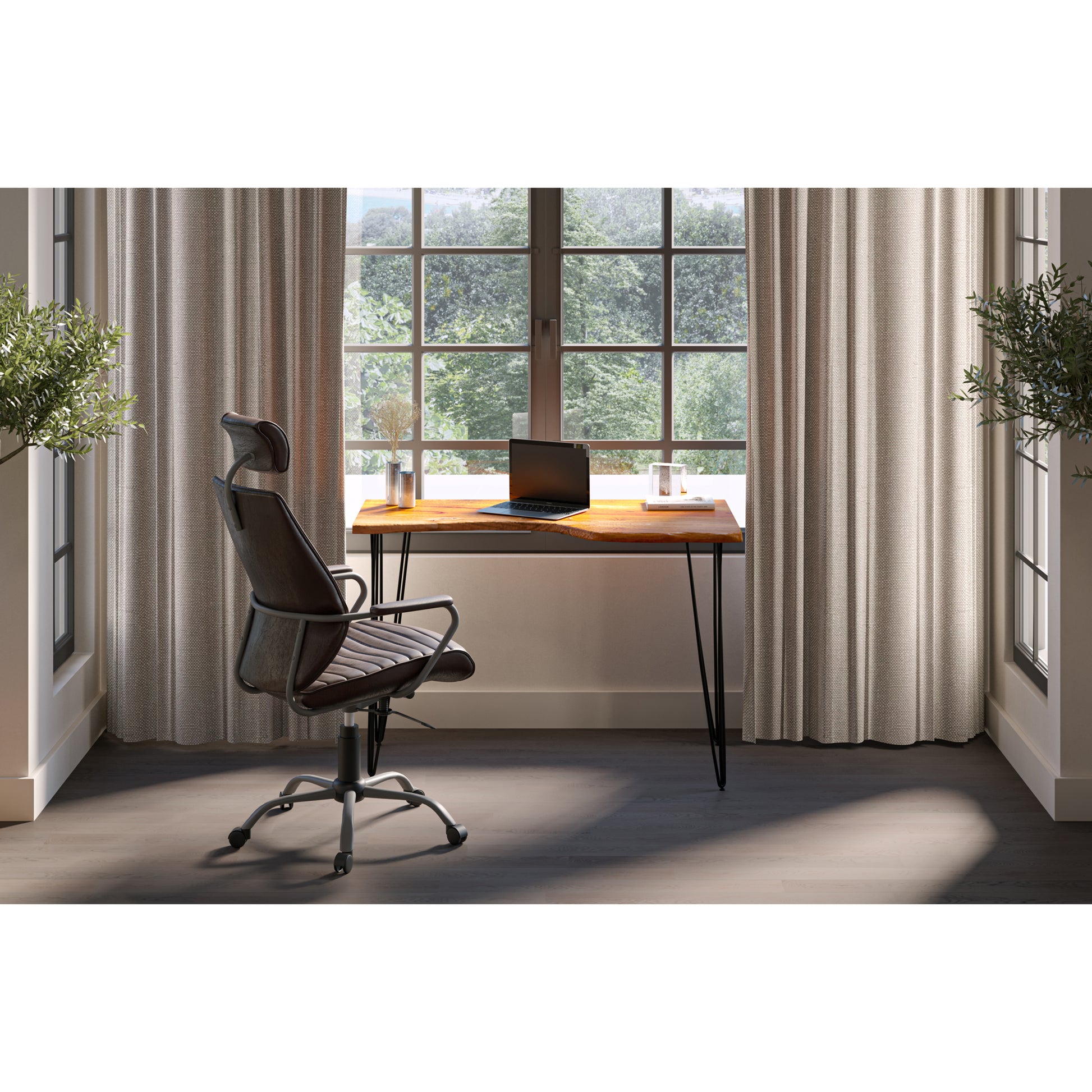 Executive Office Chair Dark Brown Leather by Moe's Home Collection - view 9