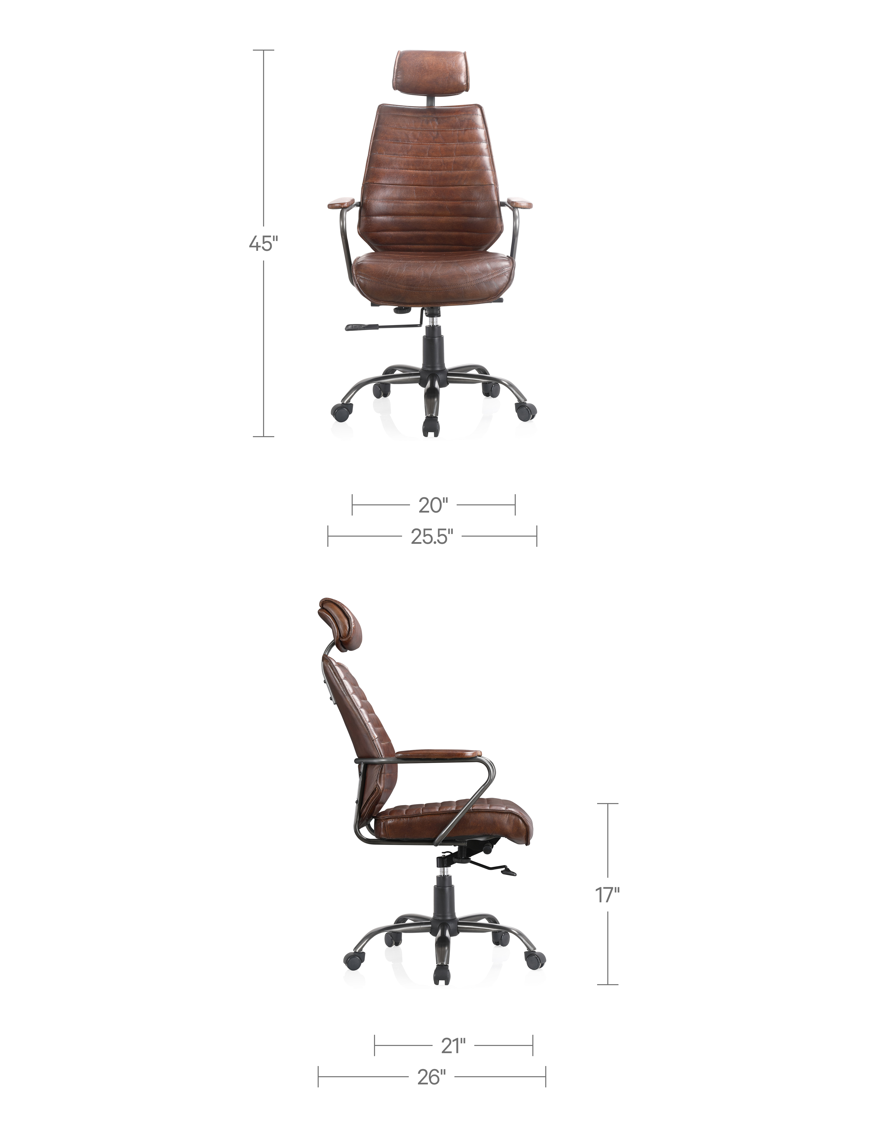 Executive Office Chair Dark Brown Leather by Moe's Home Collection - view 10