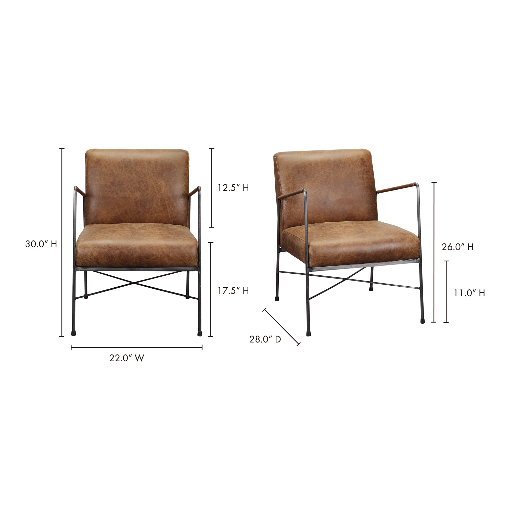 Dagwood Leather Armchair Open Road Brown by Moe's Home Collection - view 10