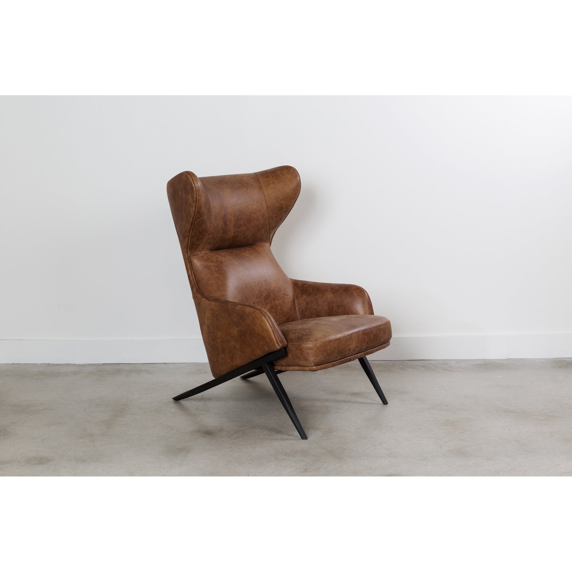 Amos Leather Accent Chair Open Road Brown by Moe's Home Collection - view 2