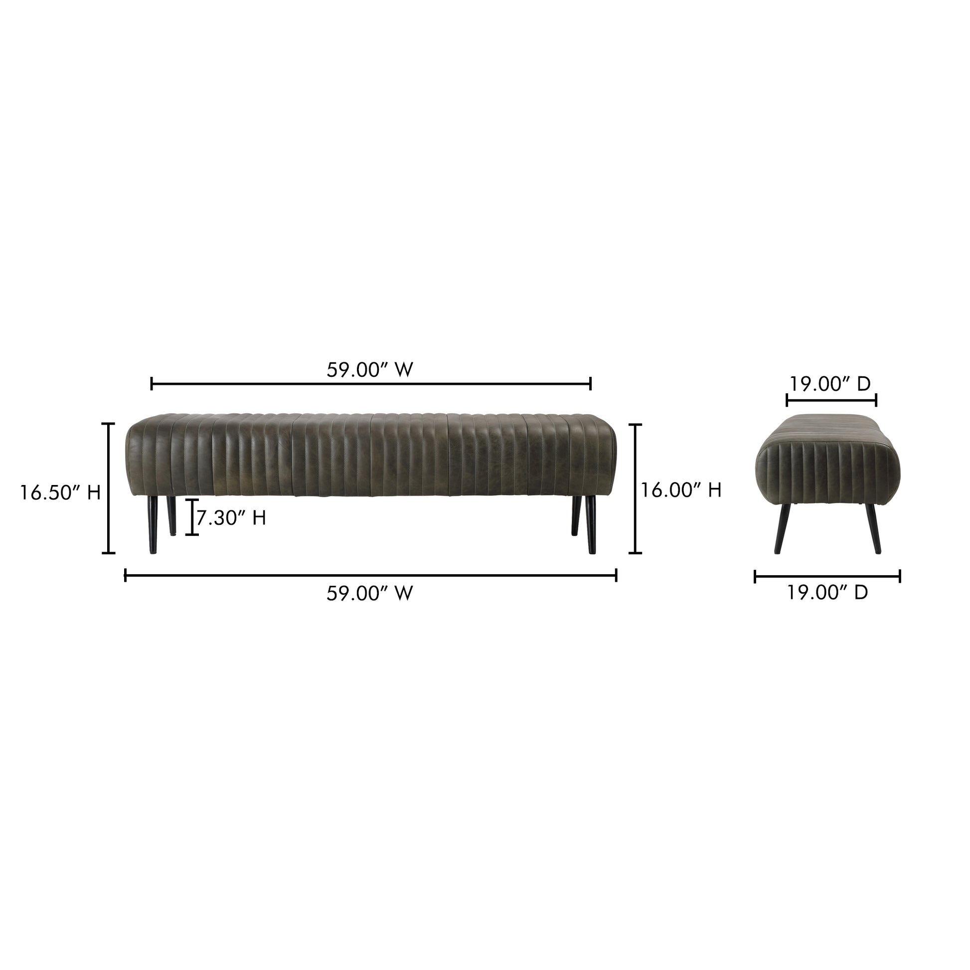 Endora Bench Charred Olive by Moe's Home Collection - view 4