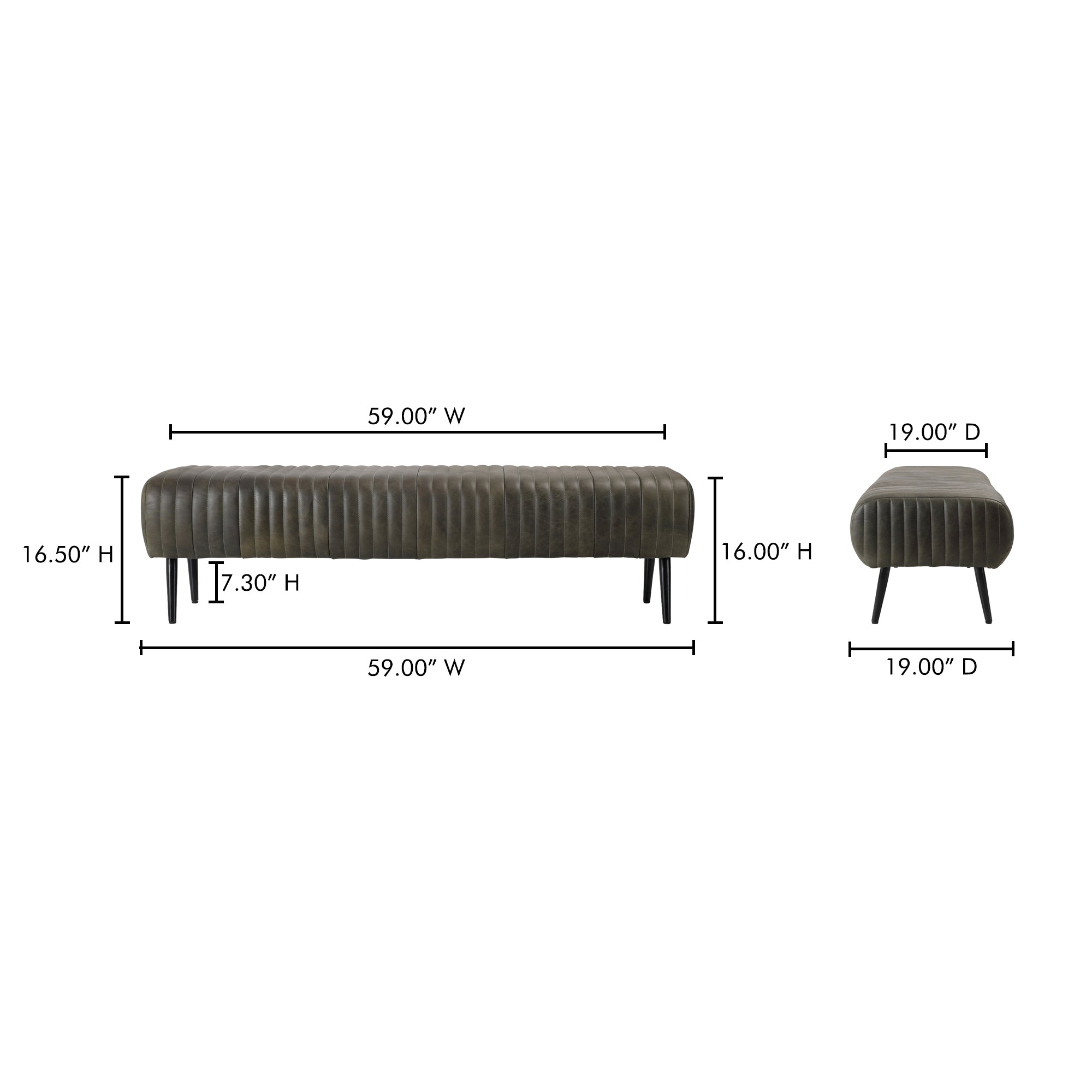 Endora Bench Charred Olive by Moe's Home Collection - view 4