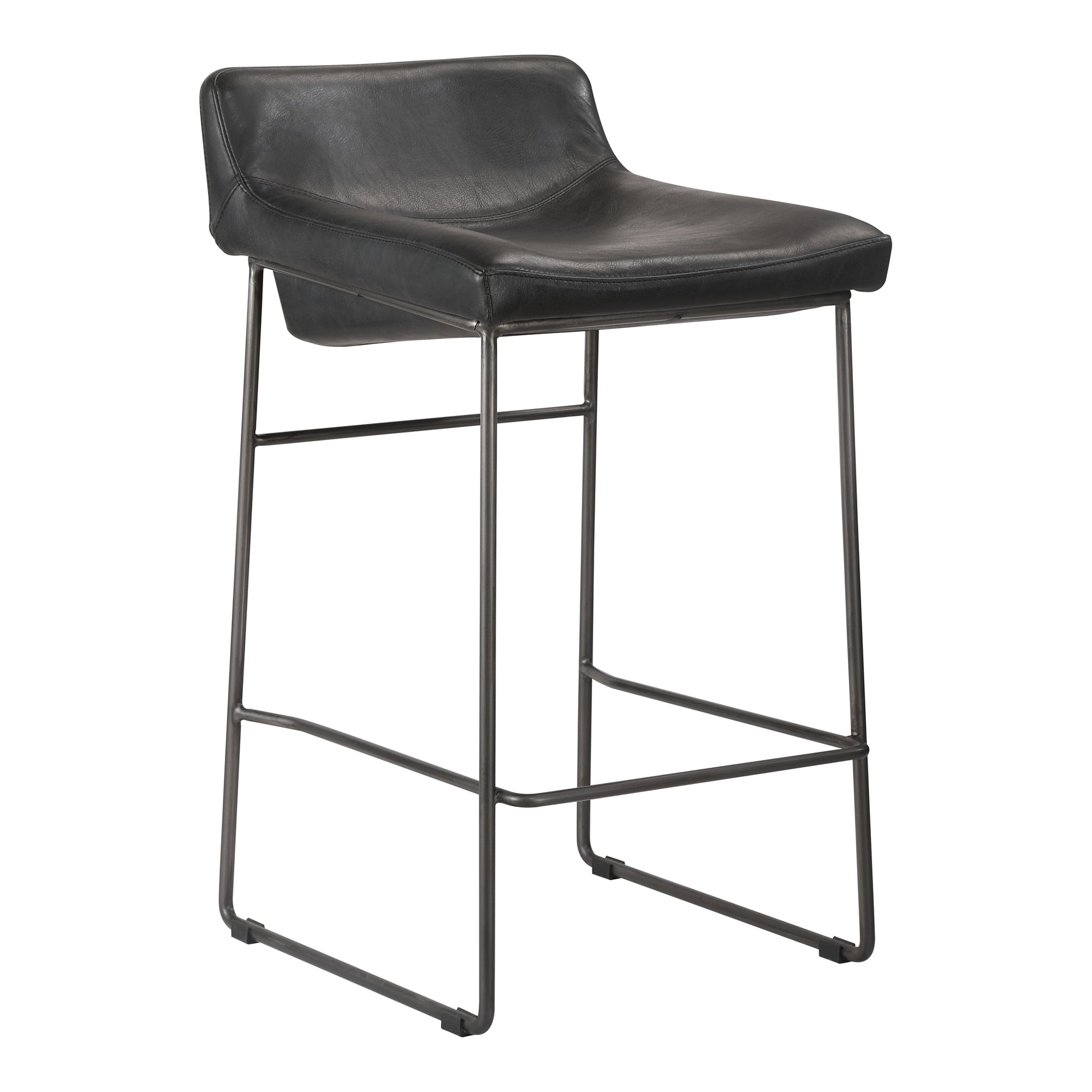 Starlet Counter Stool Onyx Black Leather - Set Of Two by Moe's Home Collection - view 5