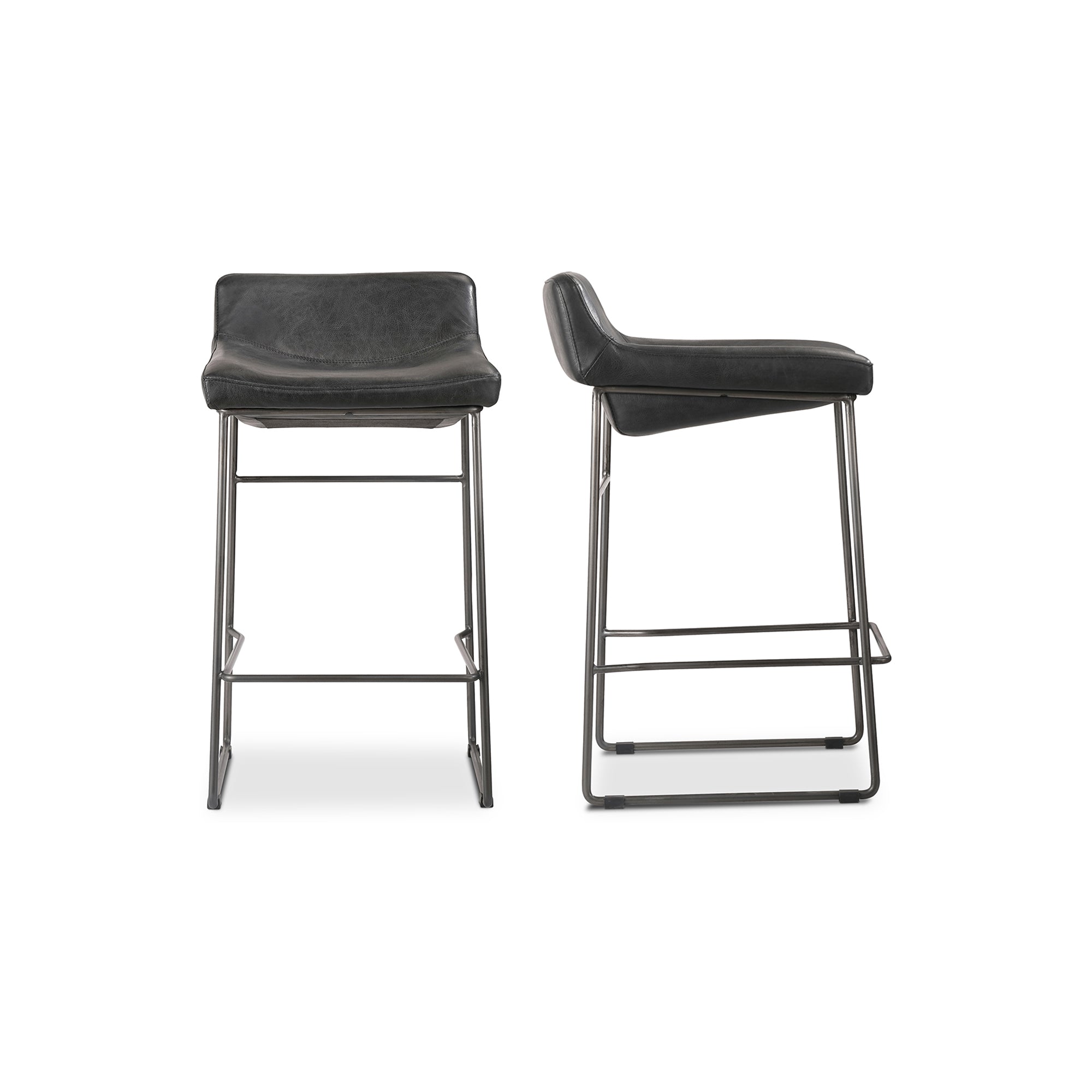 Starlet Counter Stool Onyx Black Leather - Set Of Two by Moe's Home Collection