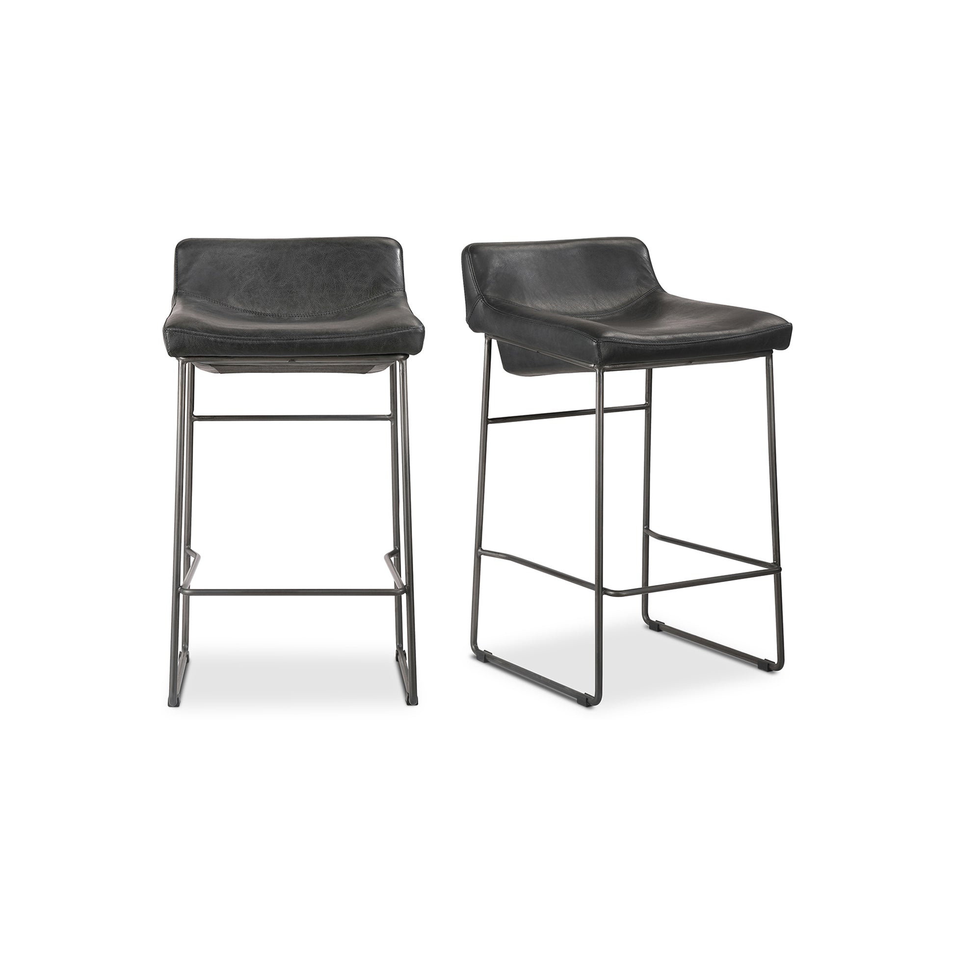 Starlet Counter Stool Onyx Black Leather - Set Of Two by Moe's Home Collection - view 2