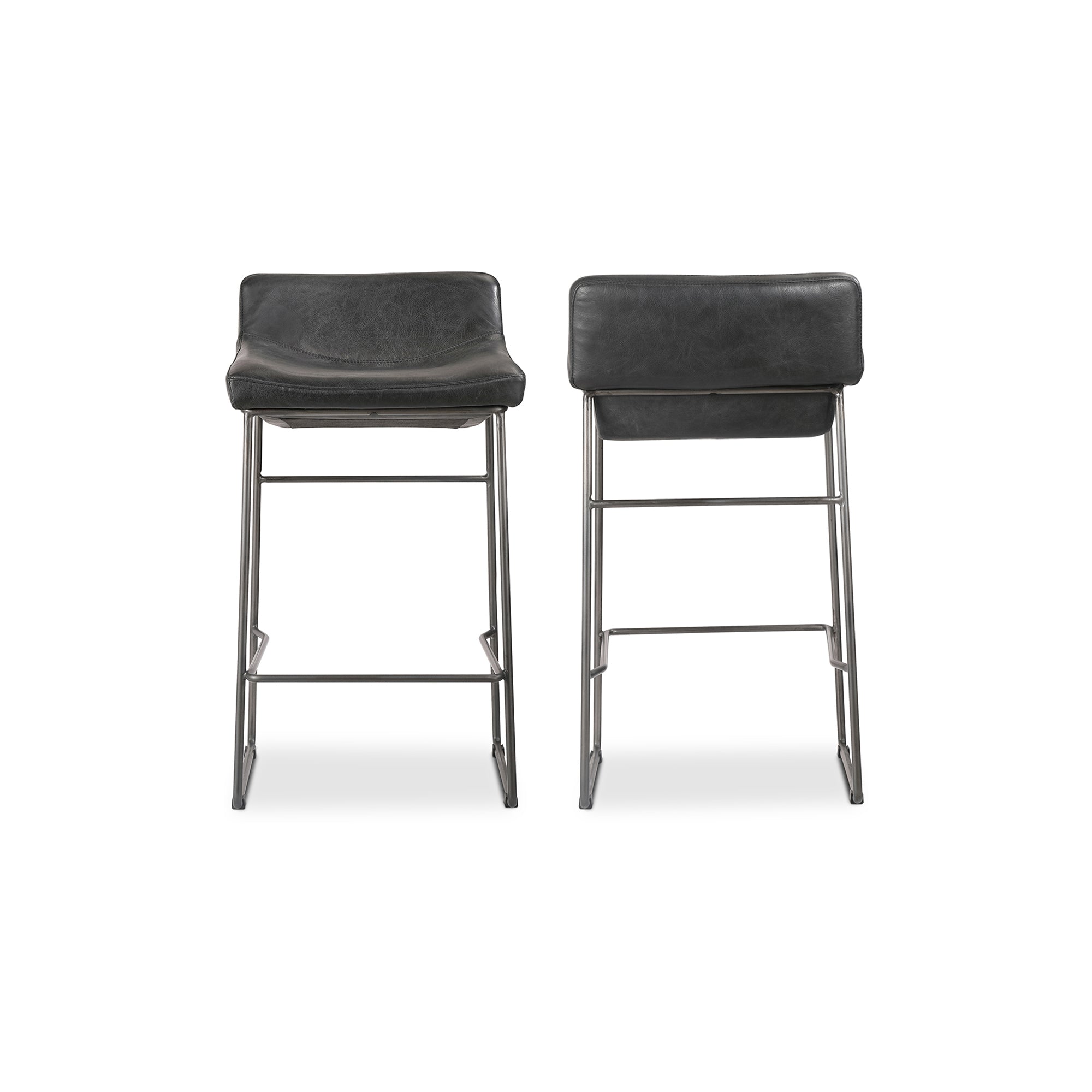 Starlet Counter Stool Onyx Black Leather - Set Of Two by Moe's Home Collection - view 3
