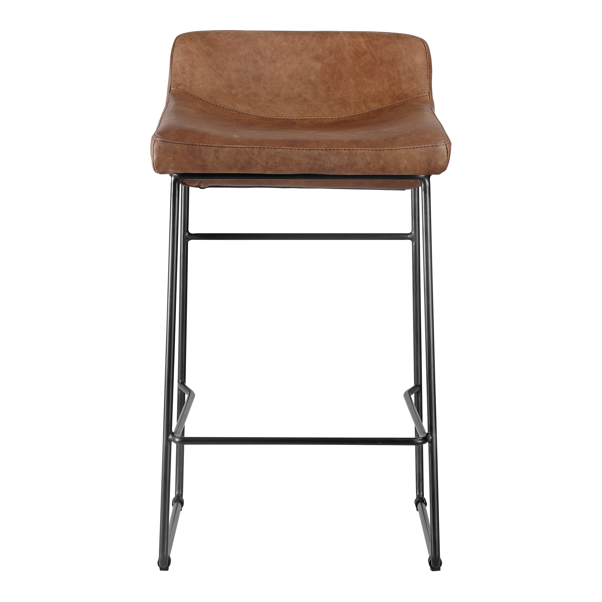 Starlet Counter Stool Open Road Brown Leather - Set Of Two by Moe's Home Collection - view 4