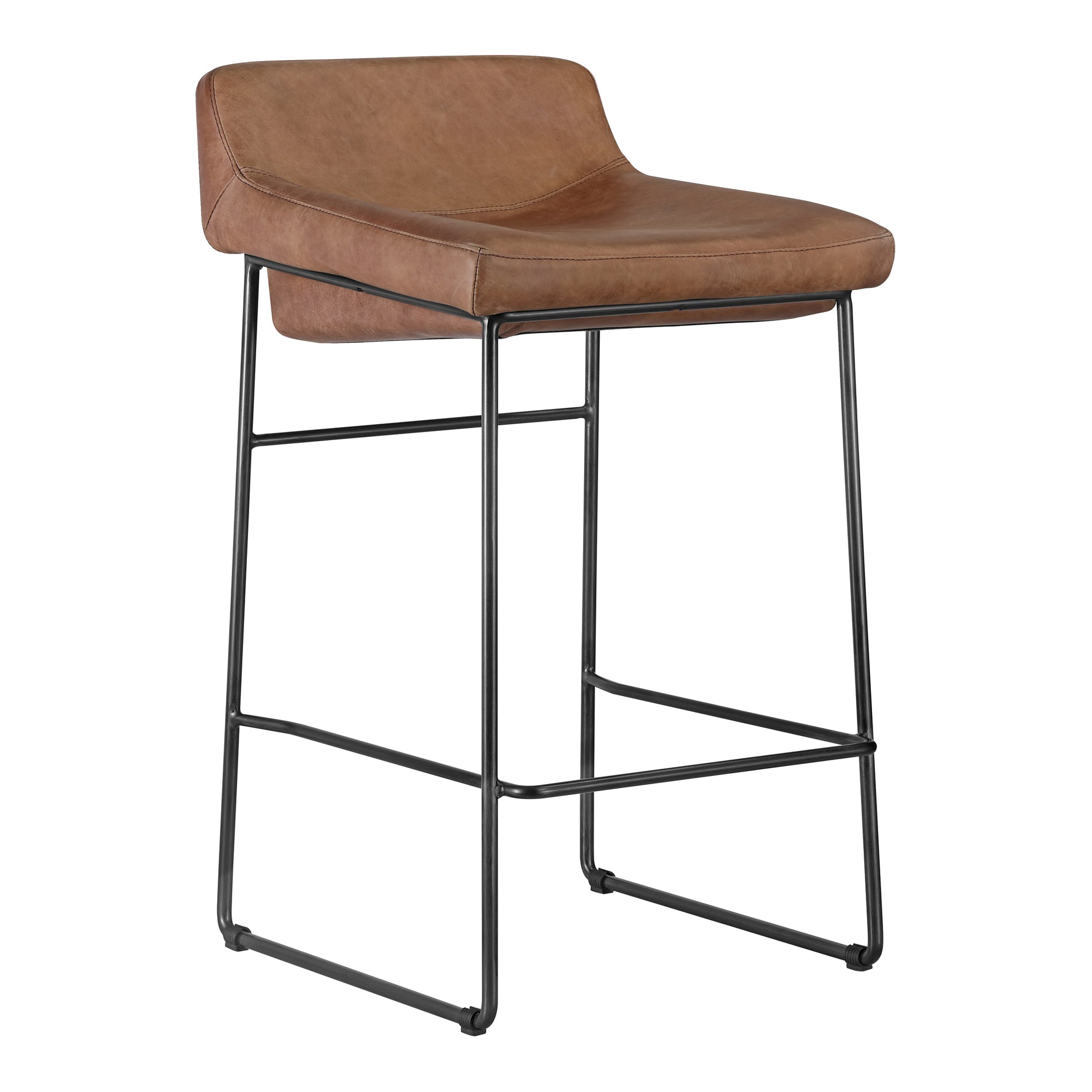 Starlet Counter Stool Open Road Brown Leather - Set Of Two by Moe's Home Collection - view 5