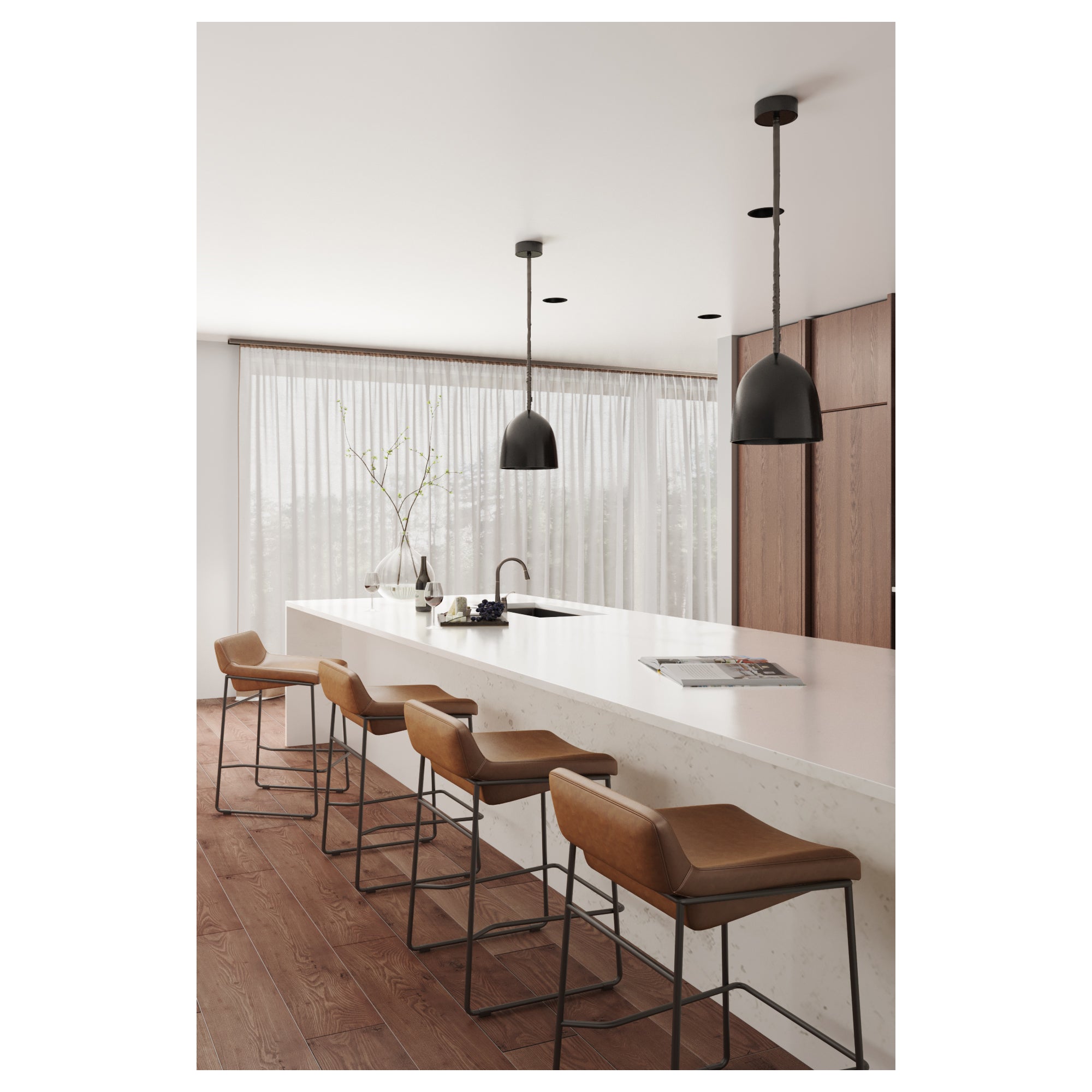 Starlet Counter Stool Open Road Brown Leather - Set Of Two by Moe's Home Collection - view 11