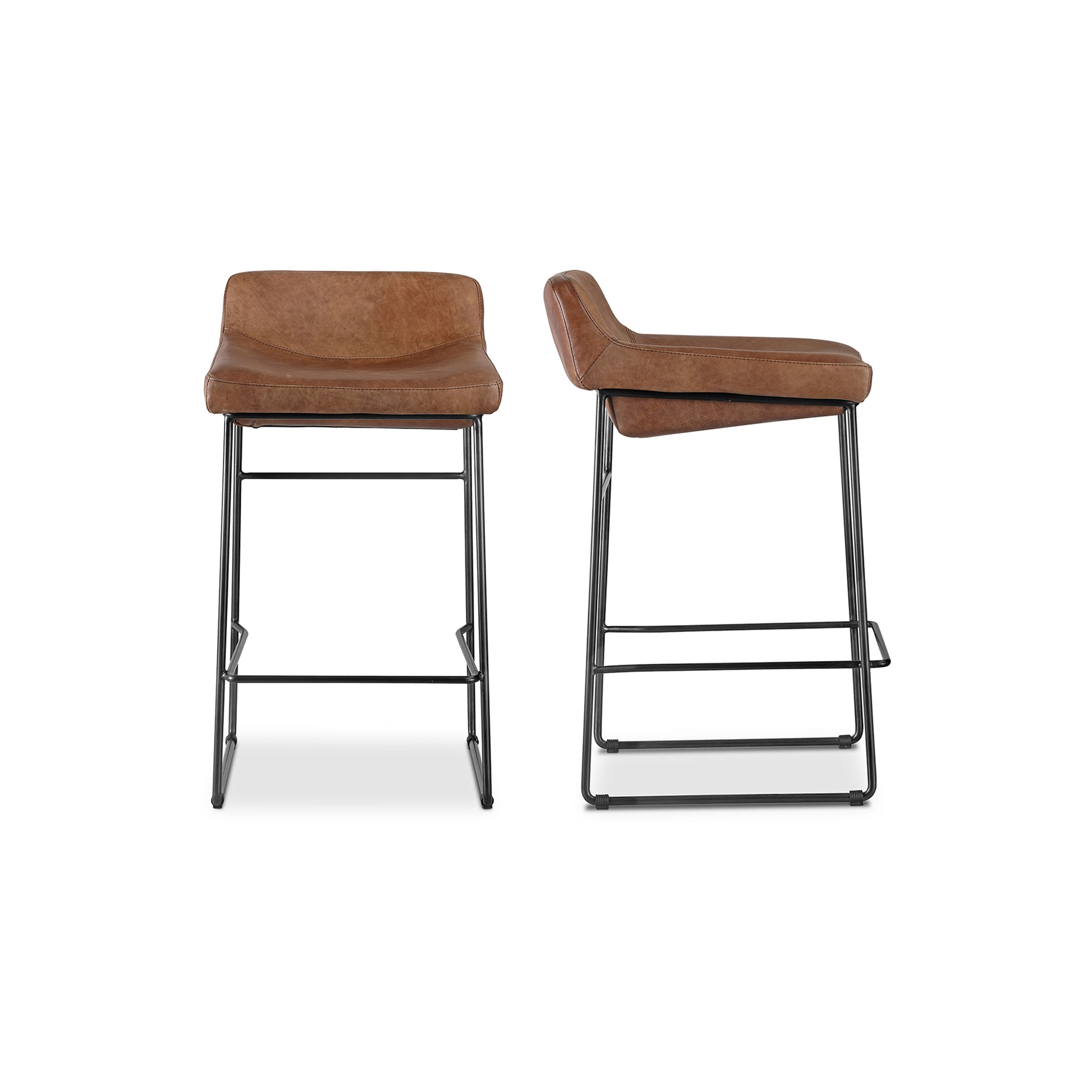 Starlet Counter Stool Open Road Brown Leather - Set Of Two by Moe's Home Collection