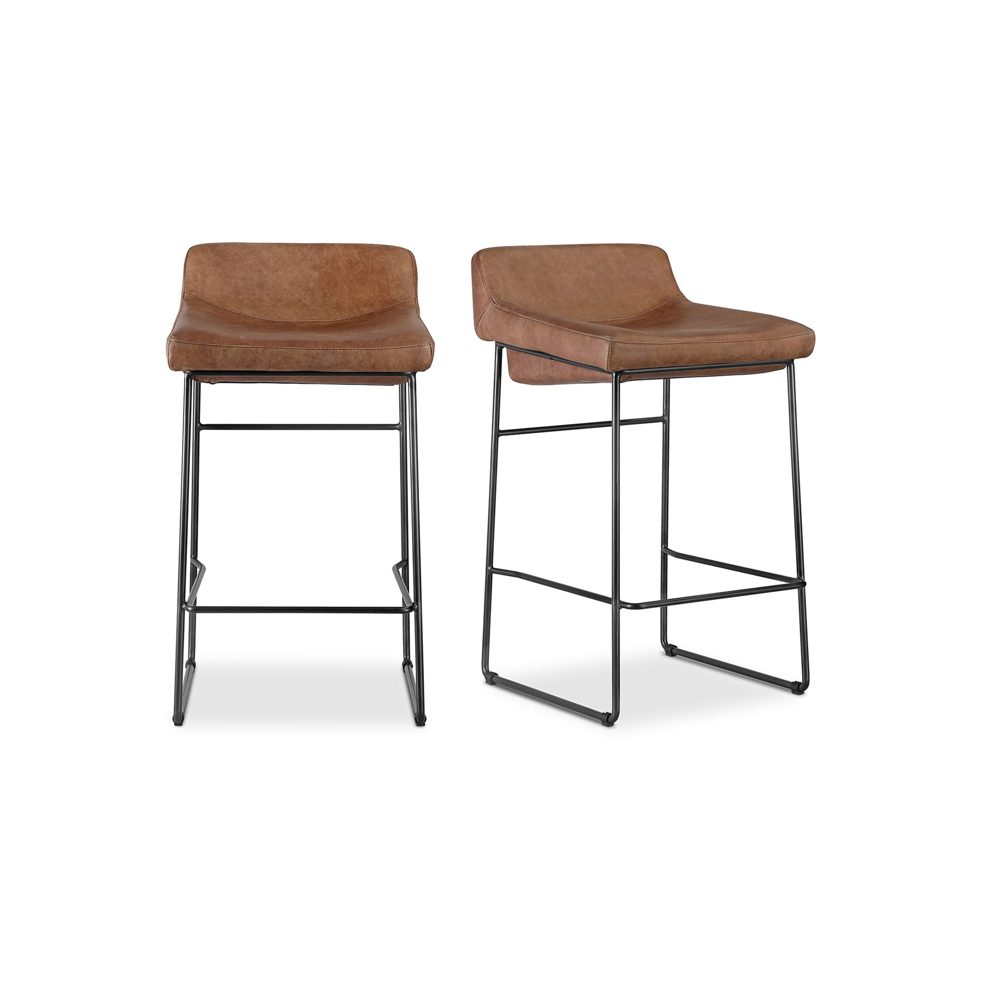 Starlet Counter Stool Open Road Brown Leather - Set Of Two by Moe's Home Collection - view 2