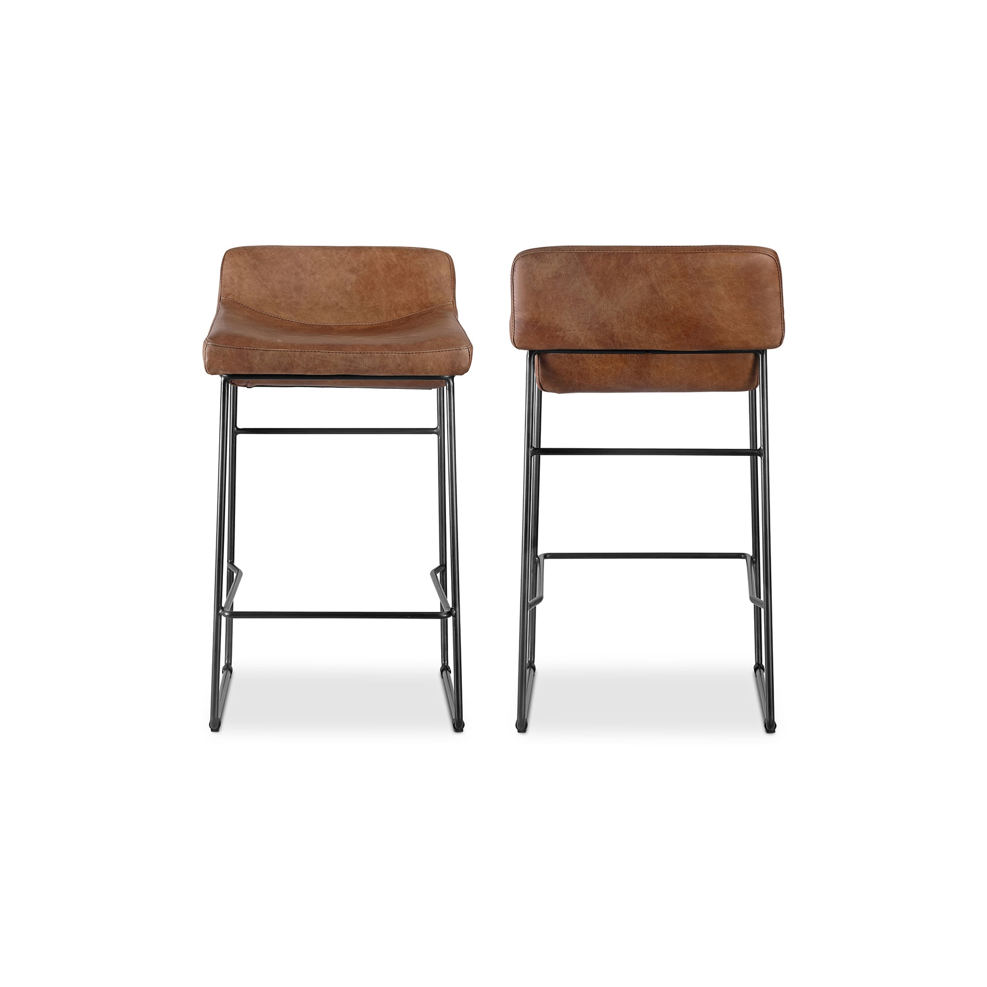 Starlet Counter Stool Open Road Brown Leather - Set Of Two by Moe's Home Collection - view 3