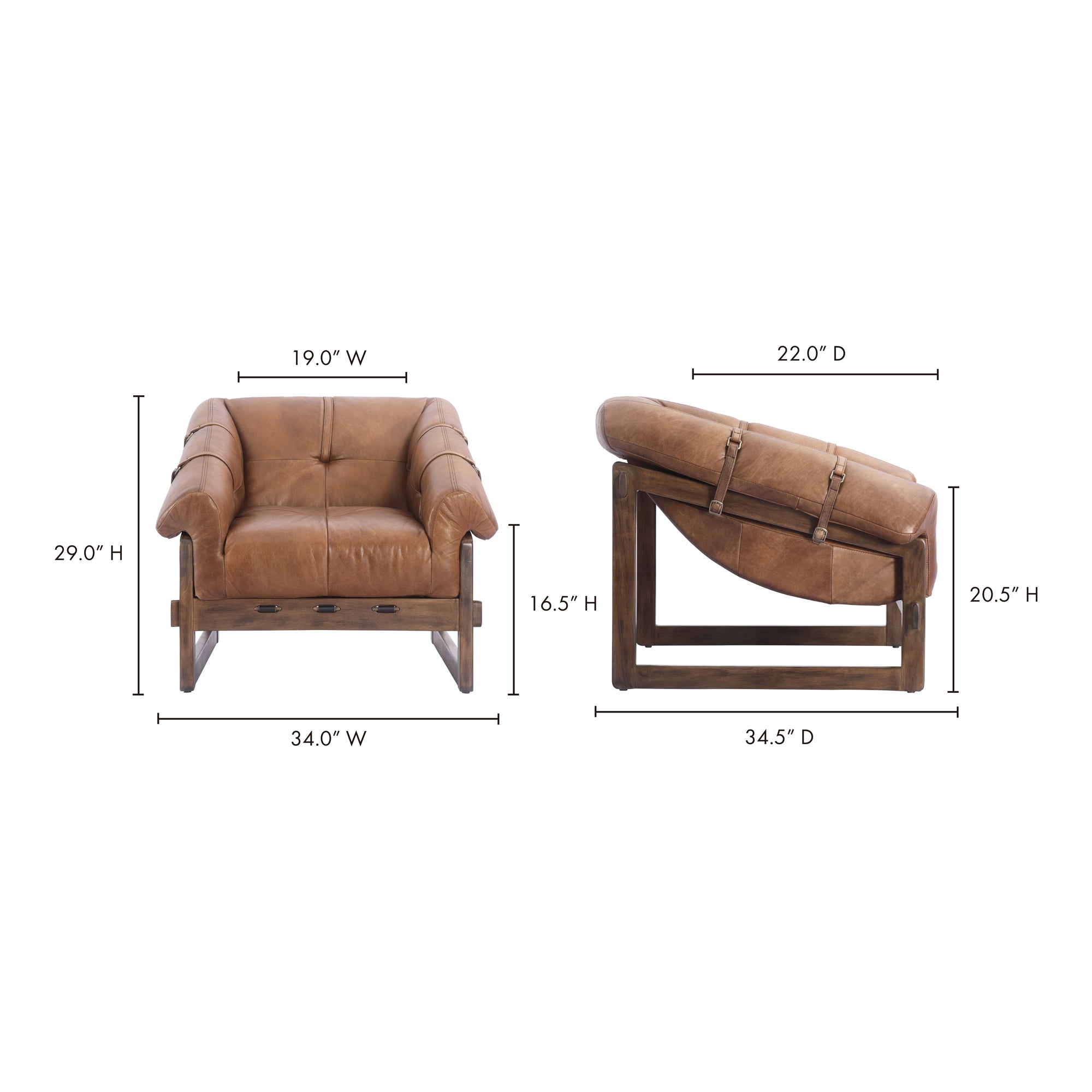 Bellos Accent Chair Open Road Brown by Moe's Home Collection - view 14