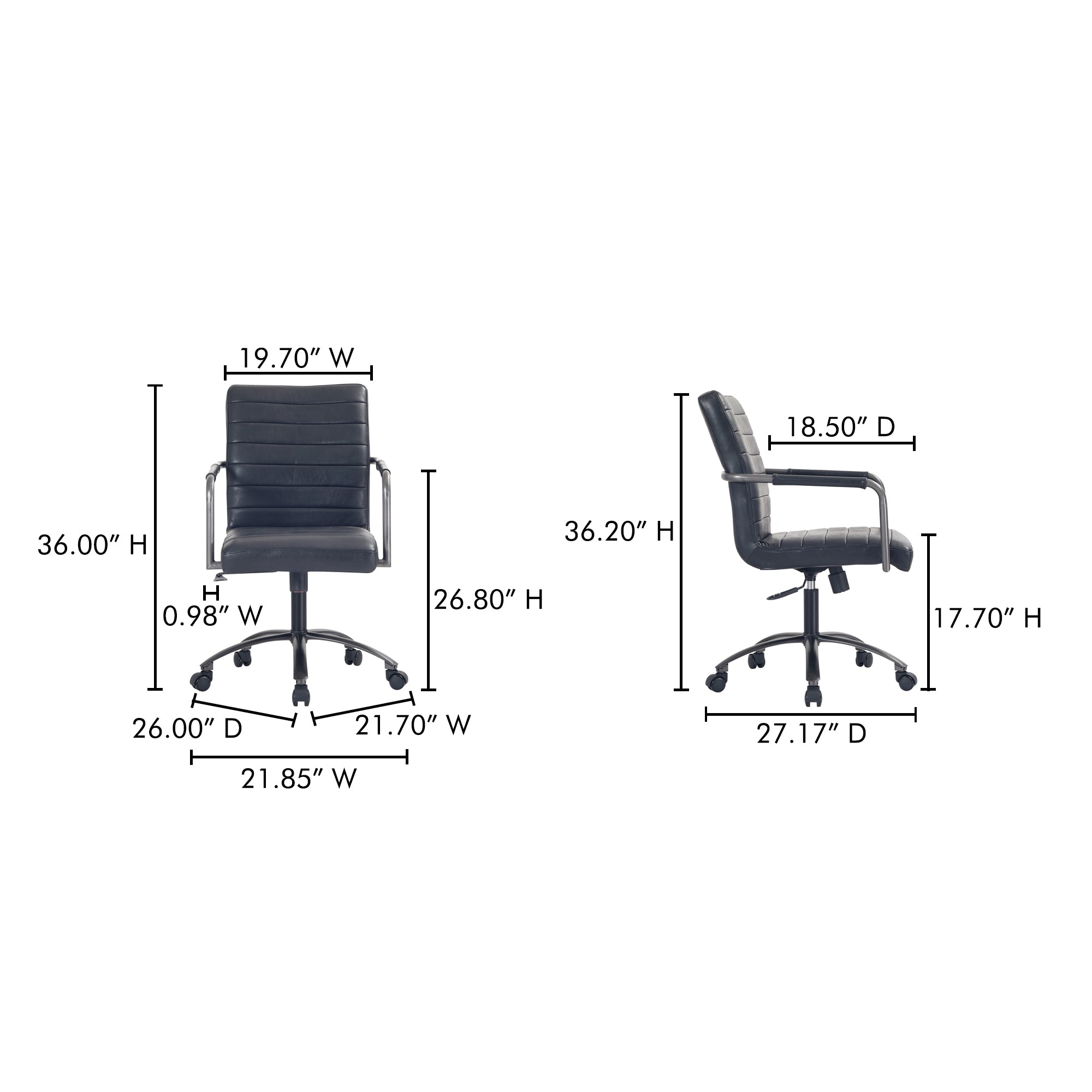 Roy Office Chair Black Leather by Moe's Home Collection - view 3