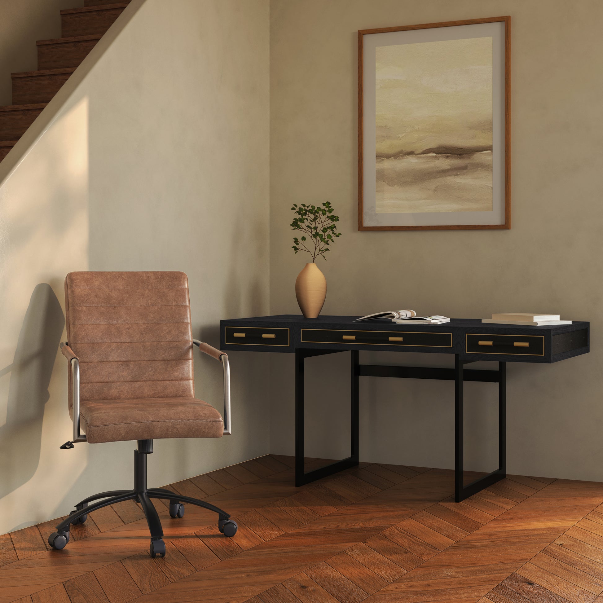 Roy Office Chair Open Road Brown Leather by Moe's Home Collection - view 2