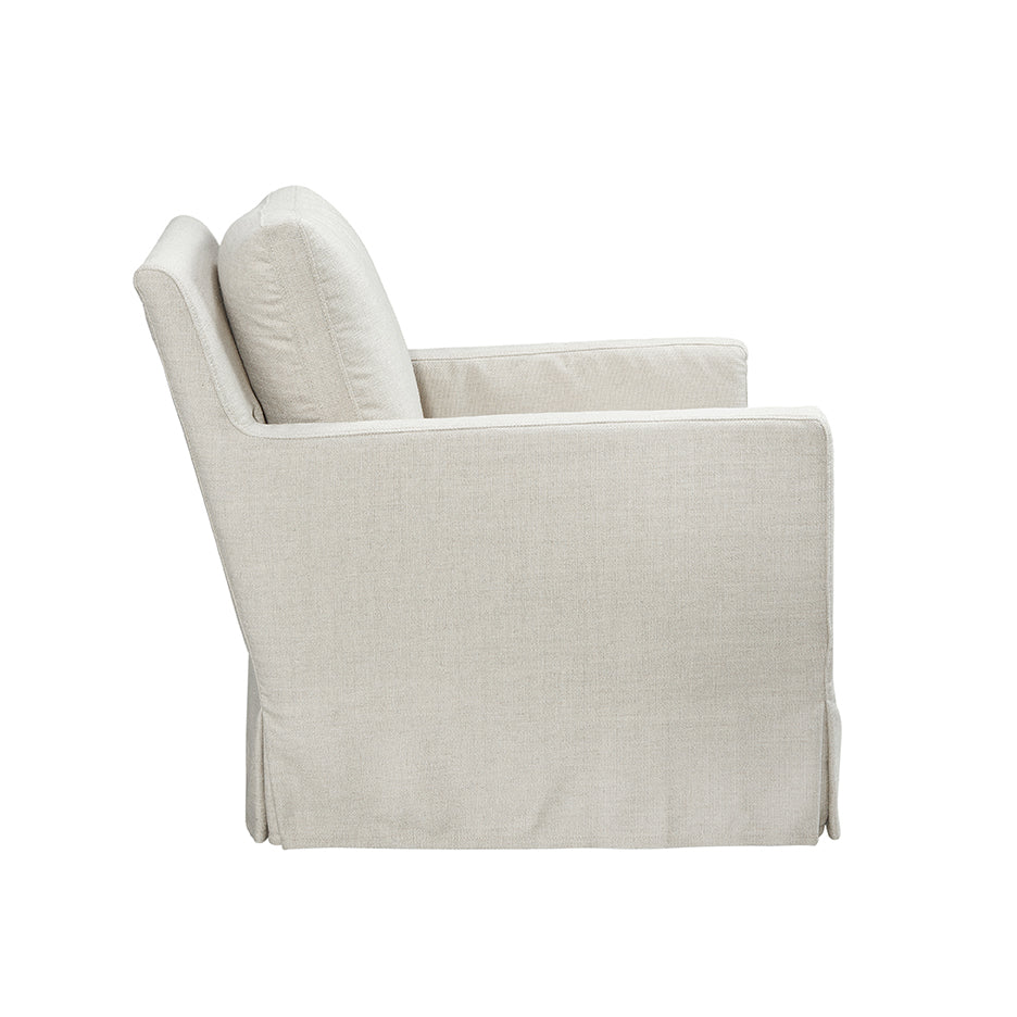 Pasadena Slipcovered Swivel Chair in Focus Pebble (Performance Fabric)