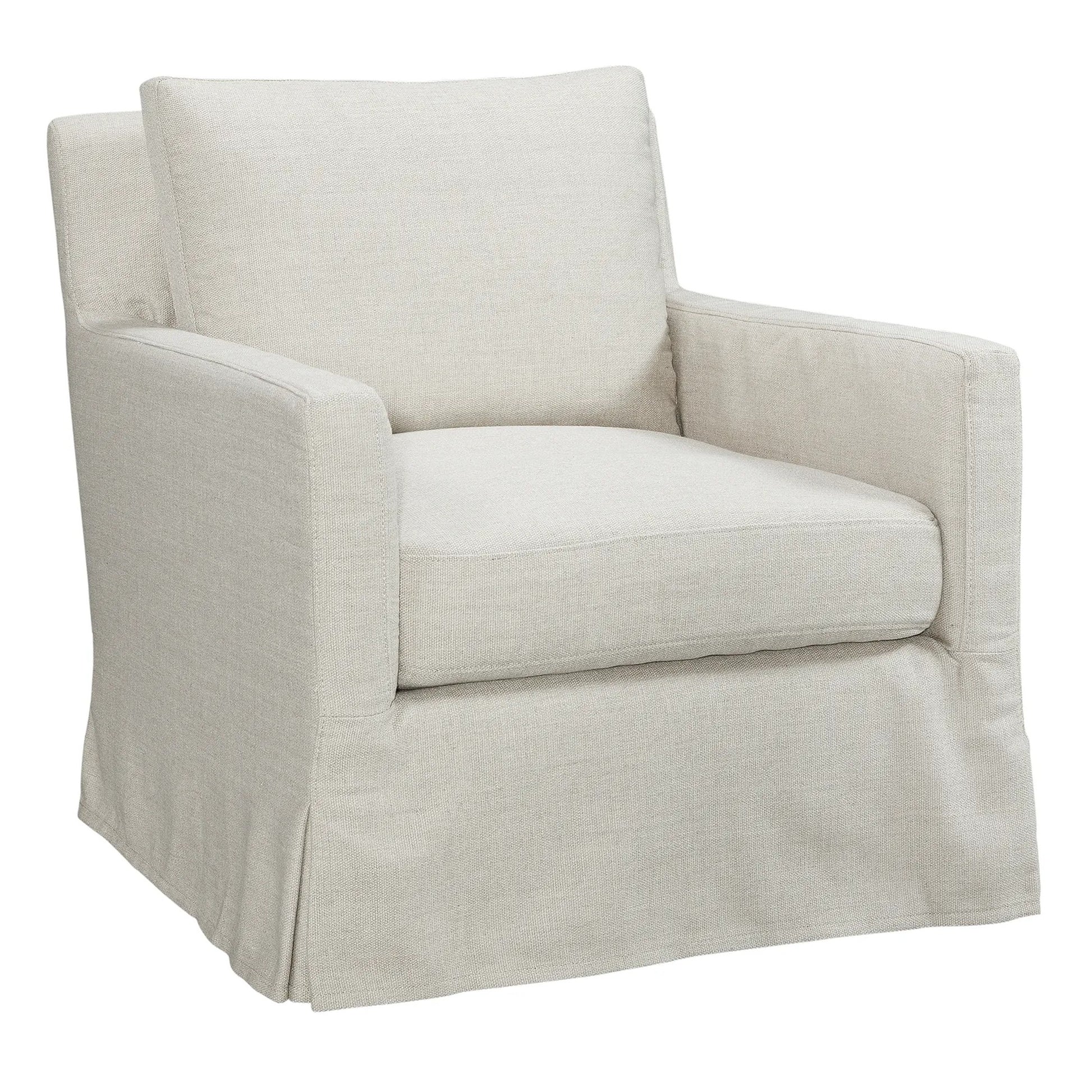 Pasadena Slipcovered Swivel Chair in Focus Pebble (Performance Fabric)
