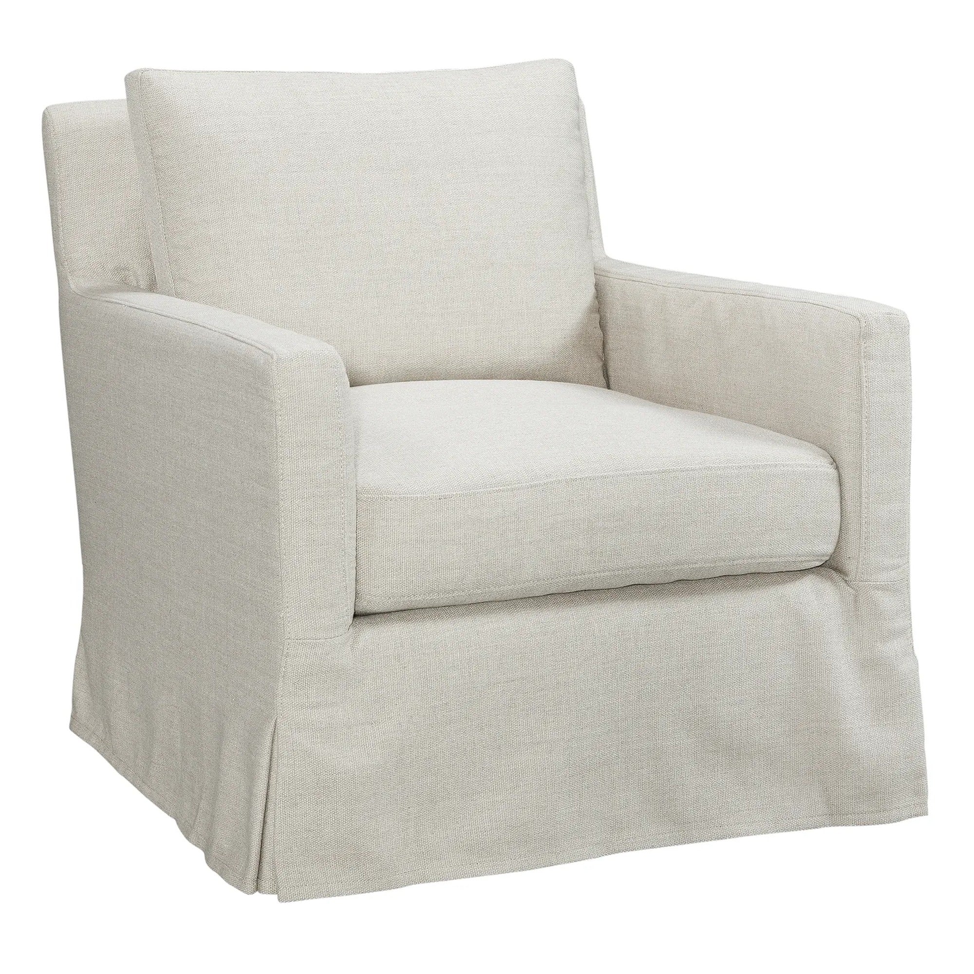 Pasadena Slipcovered Swivel Chair in Focus Pebble (Performance Fabric)