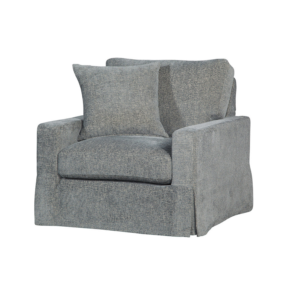 Peyton Slipcovered Swivel Chair in Plushtone Mineral