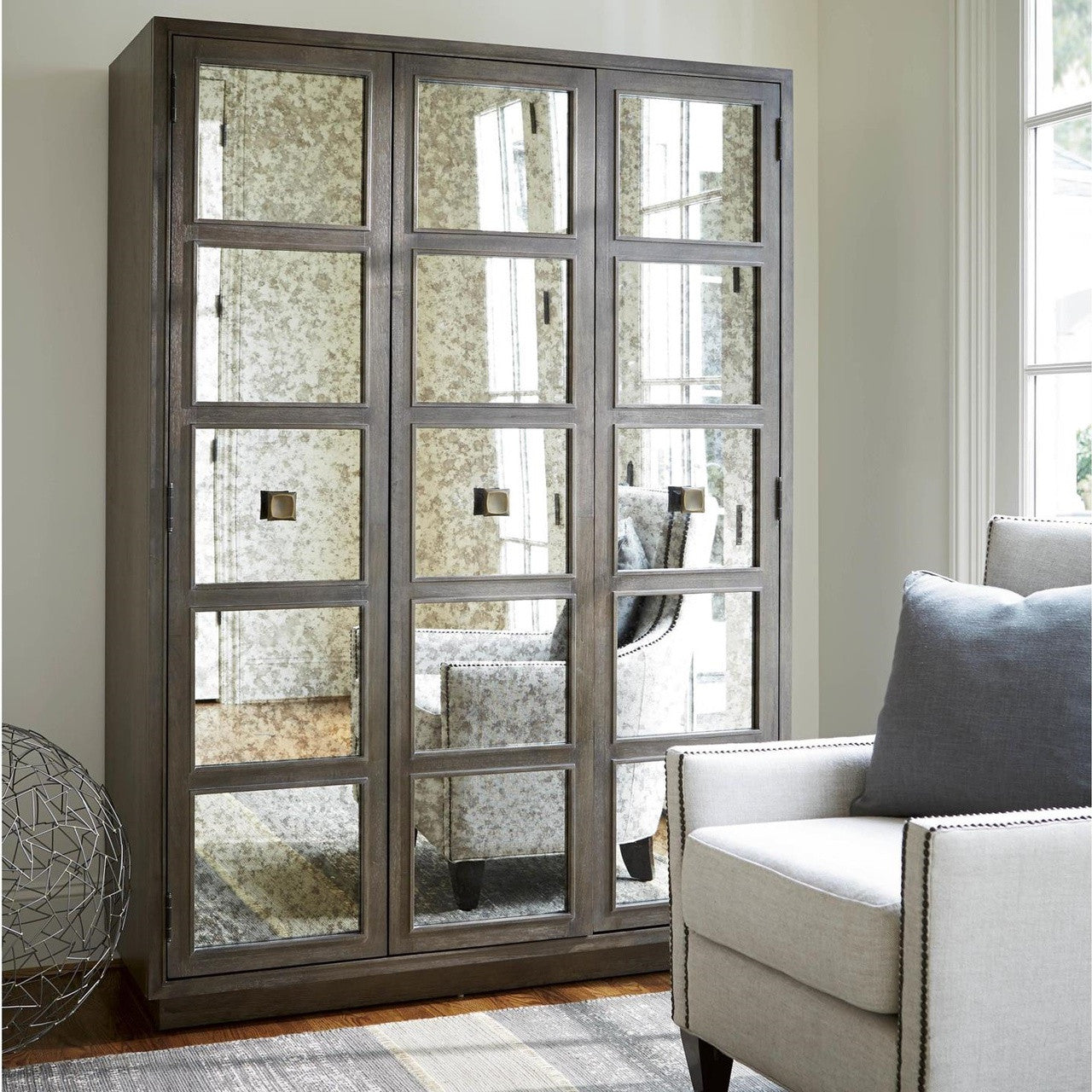 Playlist Antique Mirrored Armoire Wardrobe