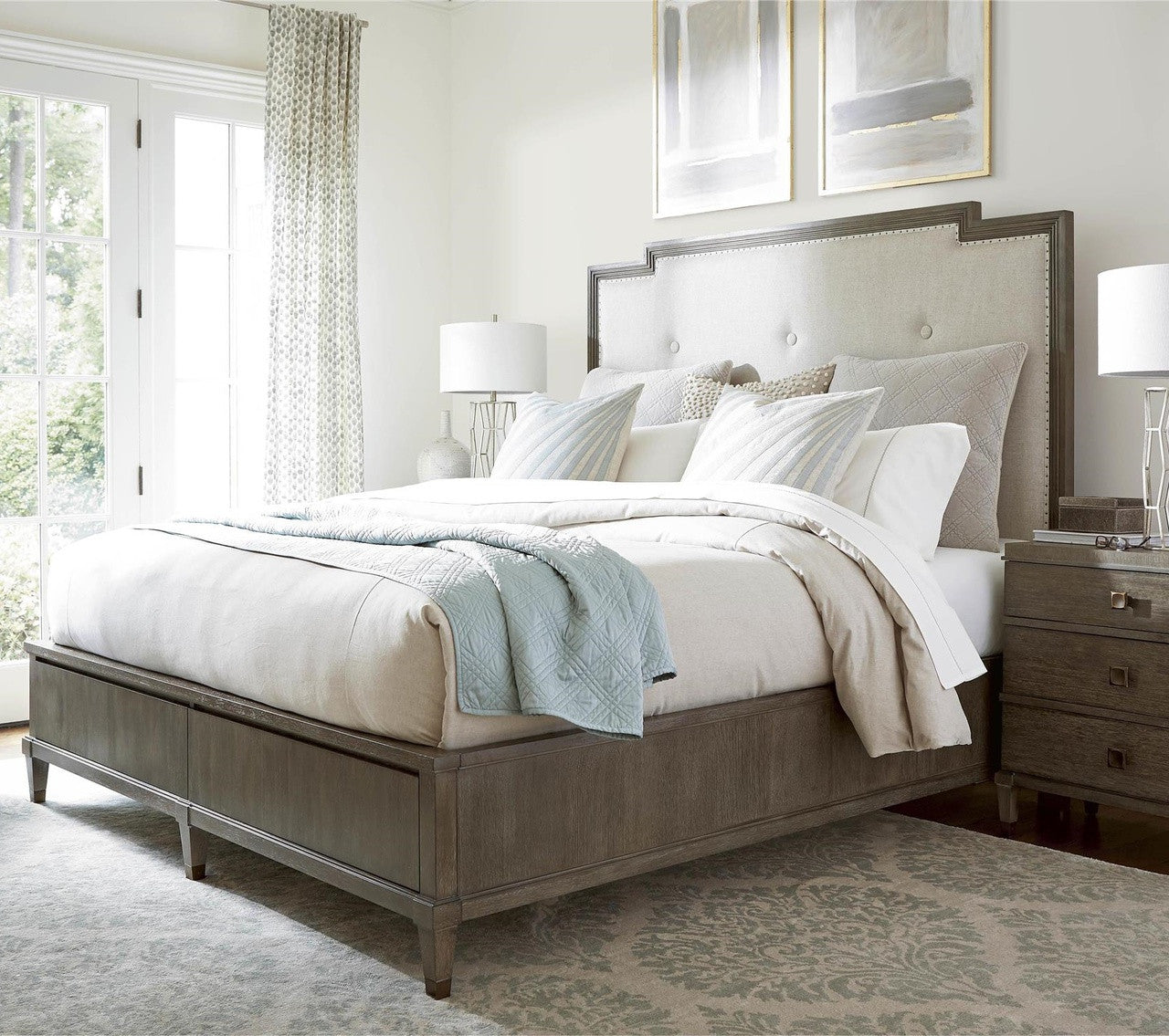 Playlist Upholstered Headboard King Size Panel Beds Frame