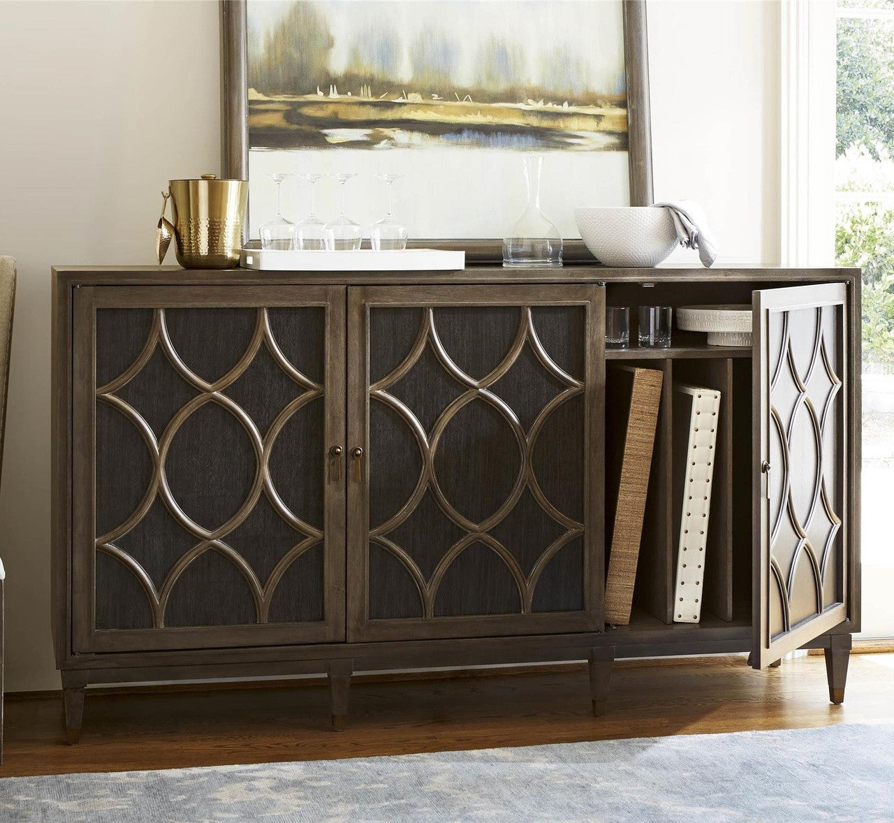 Playlist Vintage Oak 3 Door Buffet Cabinet