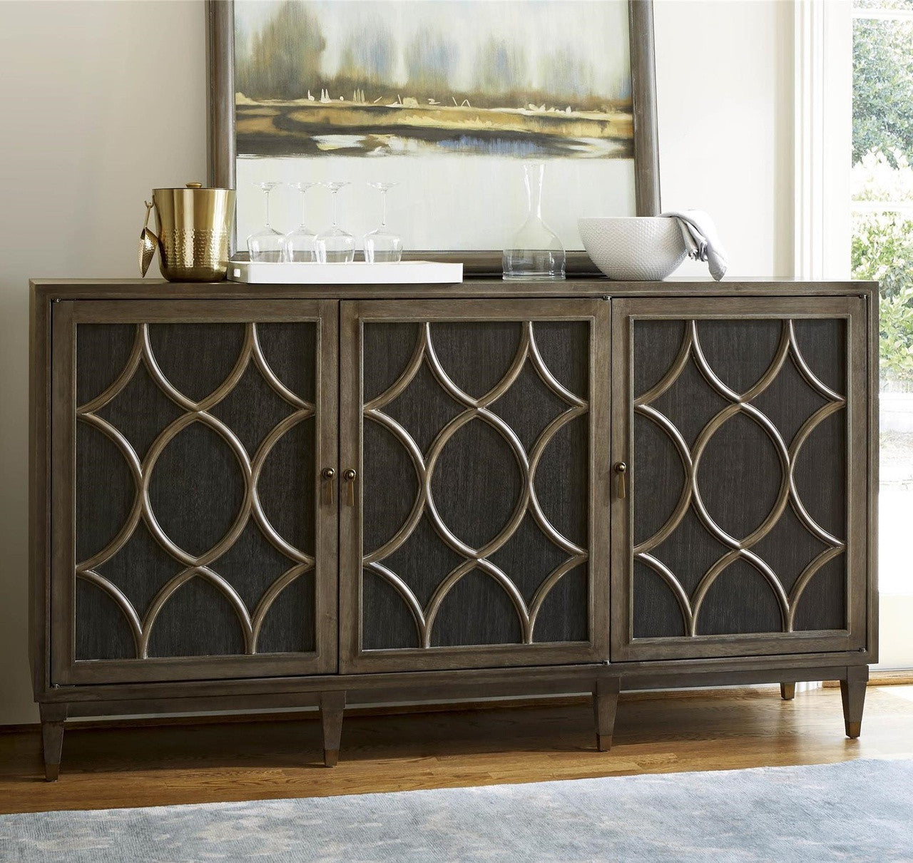 Playlist Vintage Oak 3 Door Sideboard Buffet