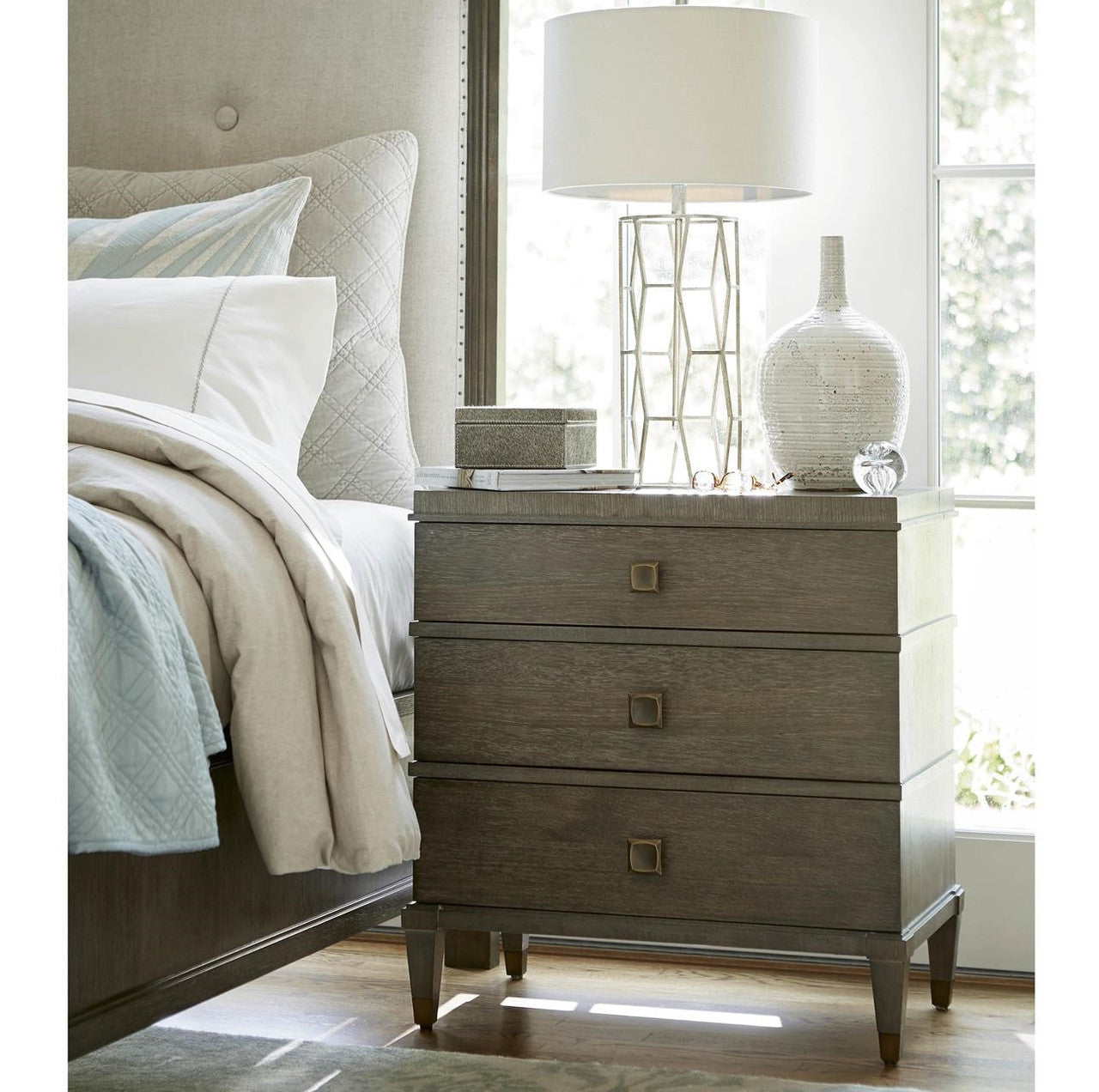 Playlist Vintage Brown Oak 3 Drawer Nightstands