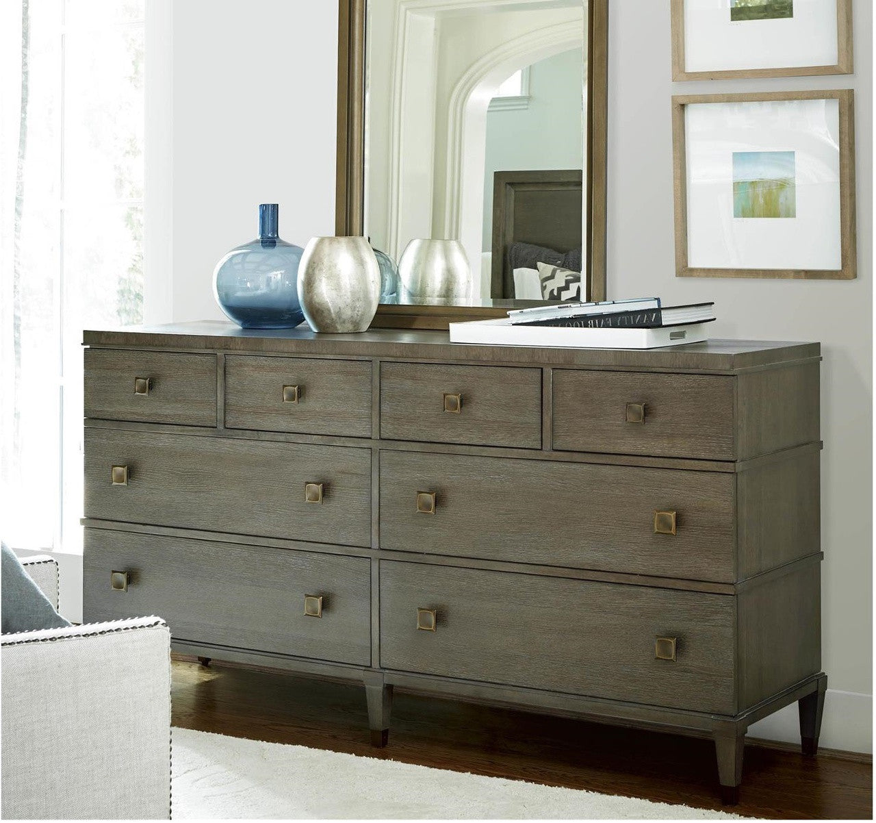 Playlist Vintage Oak 8 Drawer Double Dresser